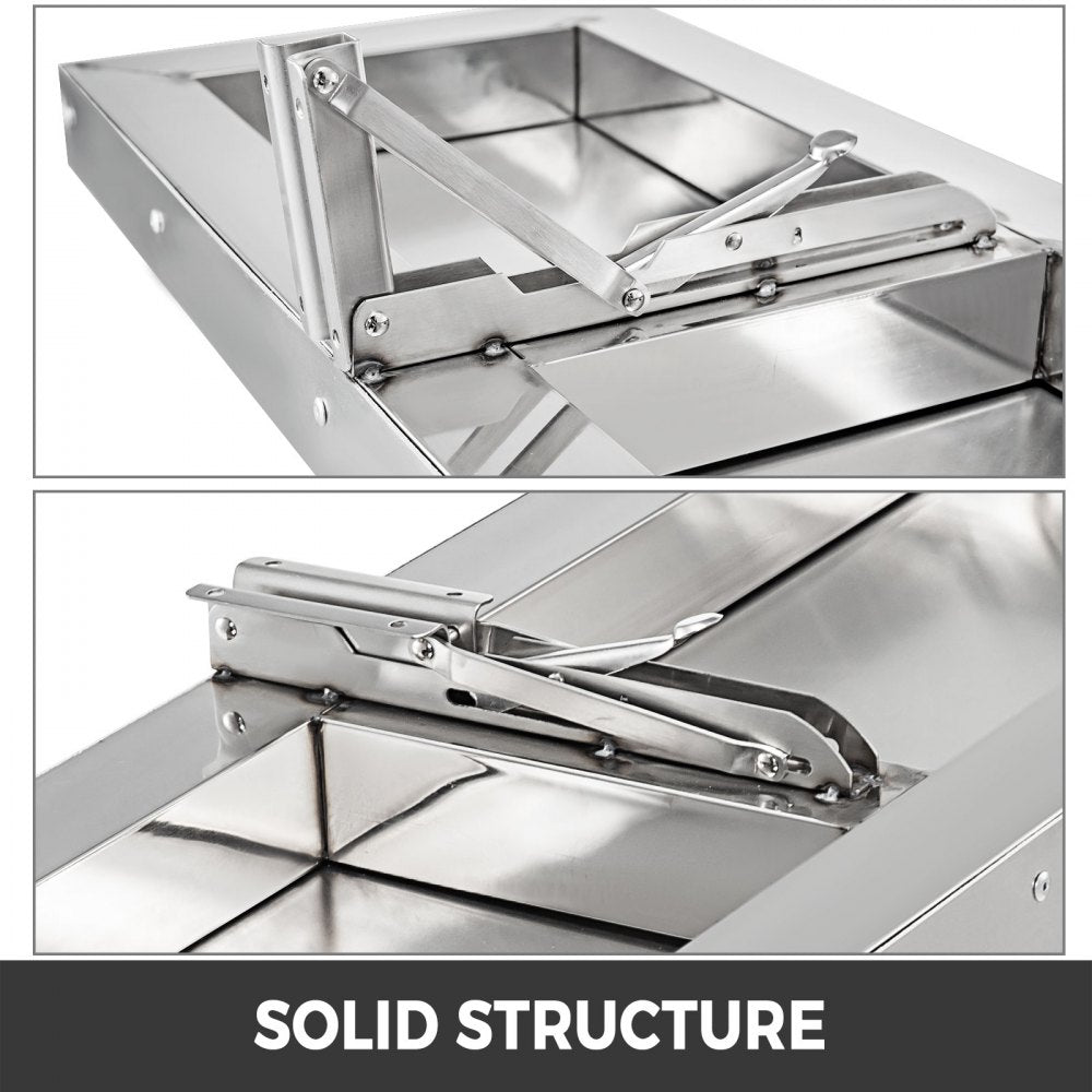 Stainless Steel Folding Food Shelf for Concession Trailers, 48"x12" Drop-Down Serving Stand for Windows