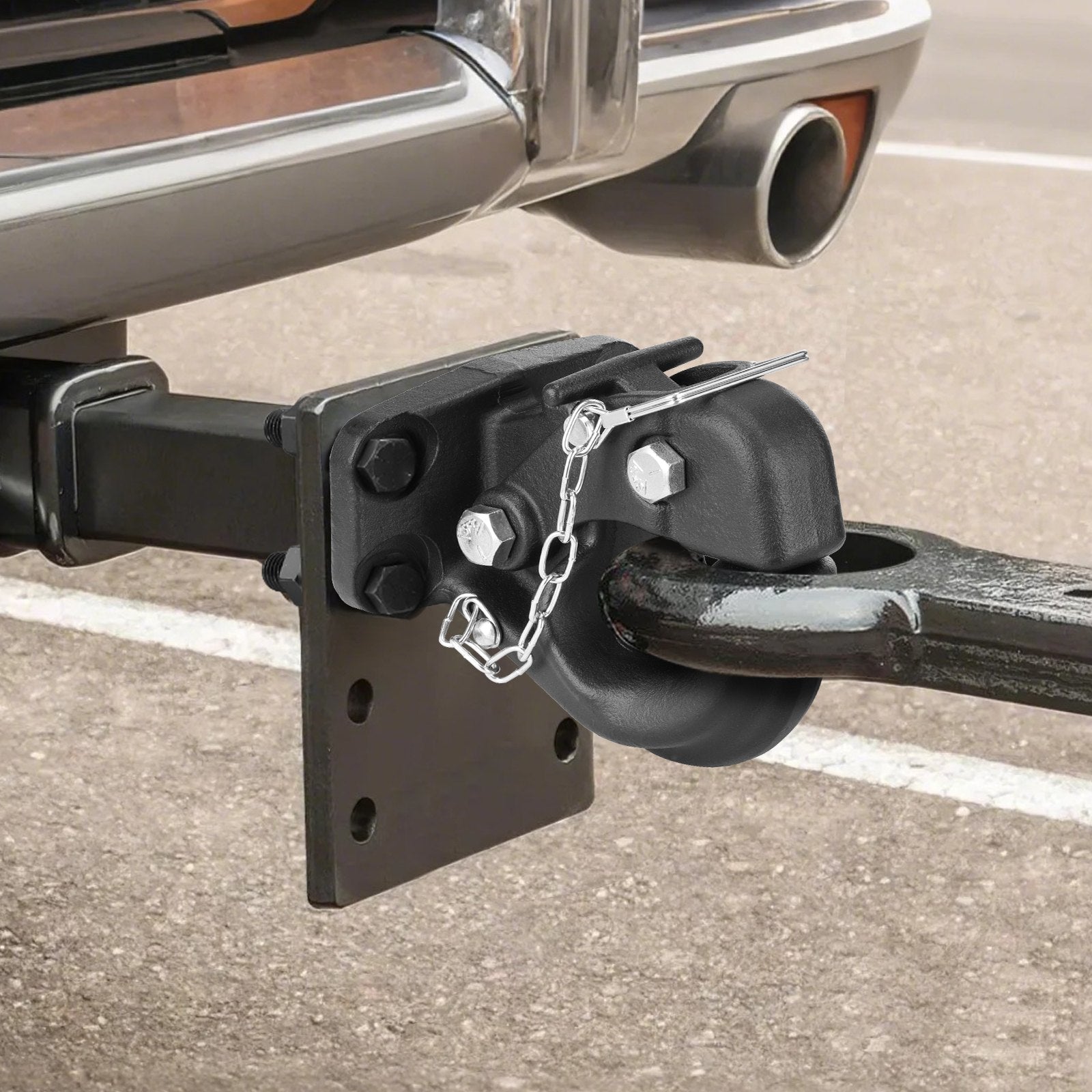 Heavy-Duty Pintle Hook with 30,000 lbs Towing Capacity, Fits 2.5 to 3-Inch Lunette Ring, Durable Black Powder Coat, Ideal for Trucks & Trailers