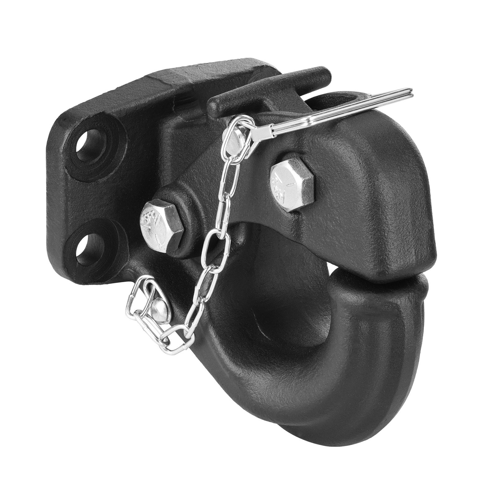 Heavy-Duty Pintle Hook with 30,000 lbs Towing Capacity, Fits 2.5 to 3-Inch Lunette Ring, Durable Black Powder Coat, Ideal for Trucks & Trailers