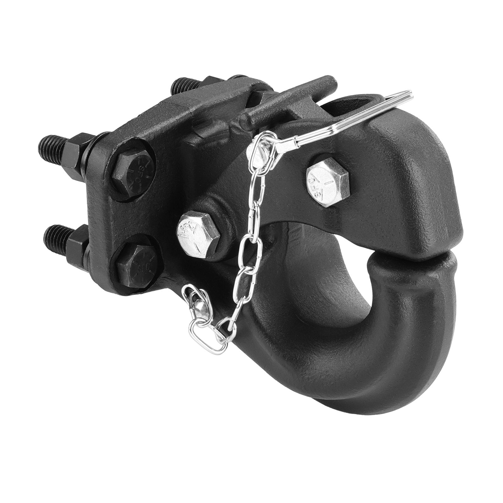 Heavy-Duty Pintle Hook with 30,000 lbs Towing Capacity, Fits 2.5 to 3-Inch Lunette Ring, Durable Black Powder Coat, Ideal for Trucks & Trailers
