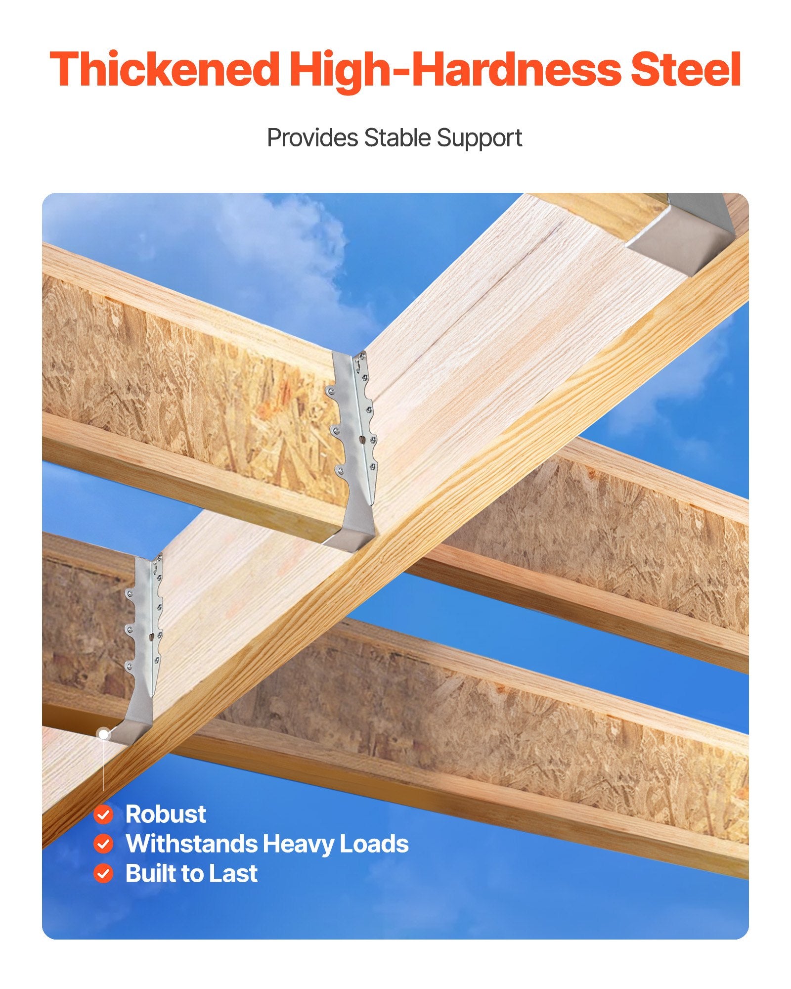 50 Pcs Rustproof Joist Hangers with Rafter Hurricane Ties, 1.57x1.50x7.83", Ideal for Floor Deck, Ceiling Trusses, Enhanced Structural Support