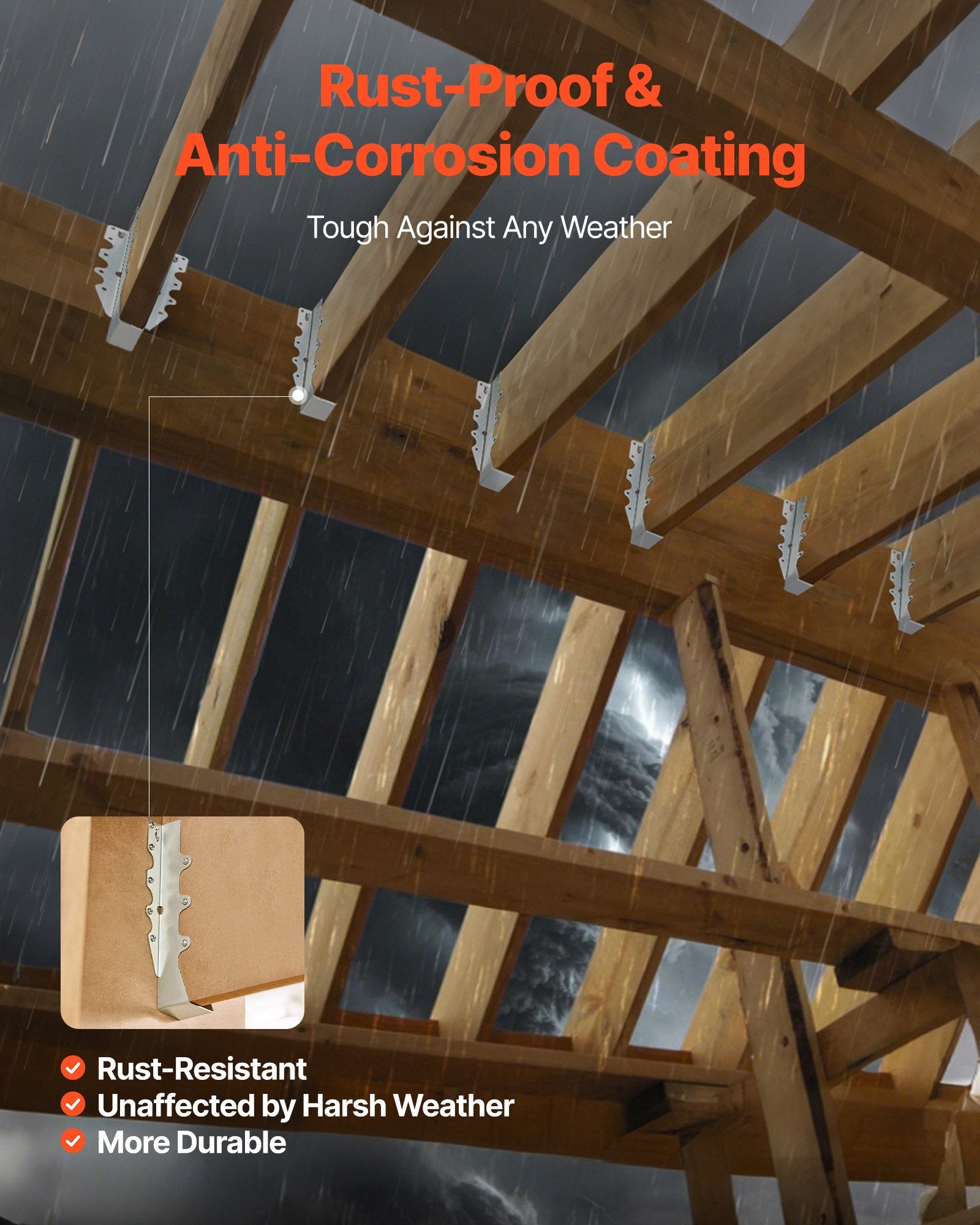 50 Pcs Rustproof Joist Hangers with Rafter Hurricane Ties, 1.57x1.50x7.83", Ideal for Floor Deck, Ceiling Trusses, Enhanced Structural Support