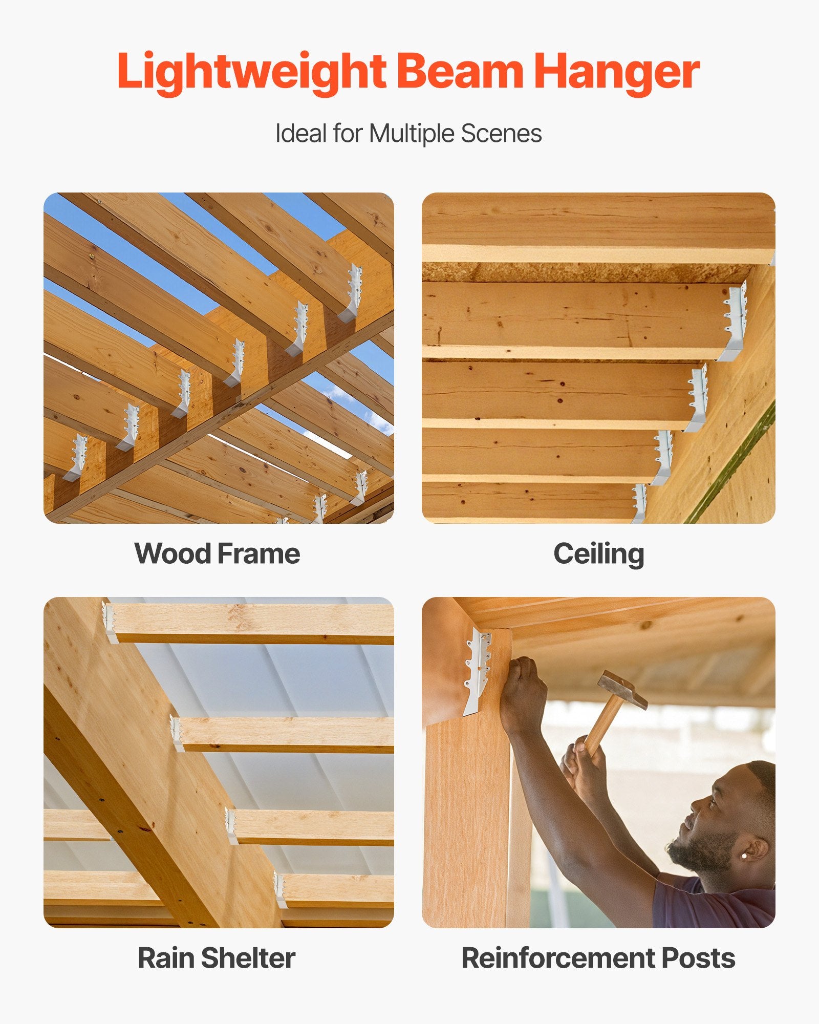 50 Pcs Rustproof Joist Hangers with Rafter Hurricane Ties, 1.57x1.50x7.83", Ideal for Floor Deck, Ceiling Trusses, Enhanced Structural Support