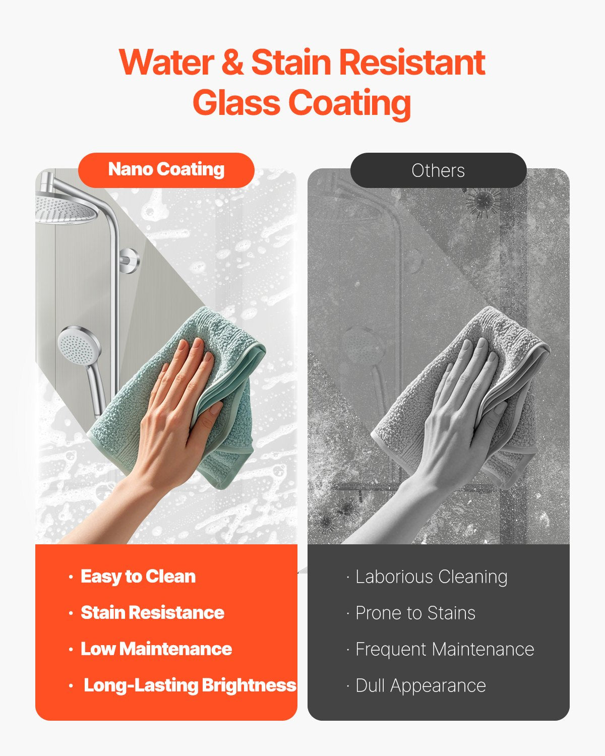Semi-Frameless Double Sliding Bathtub Shower Door, 56-60 in. W x 60 in. H, Shatterproof Tempered Glass, Black Finish, Stainless Steel Handle, Water-Repellent Coating, Easy Installation, Convenient Towel Rack, Aluminum Track