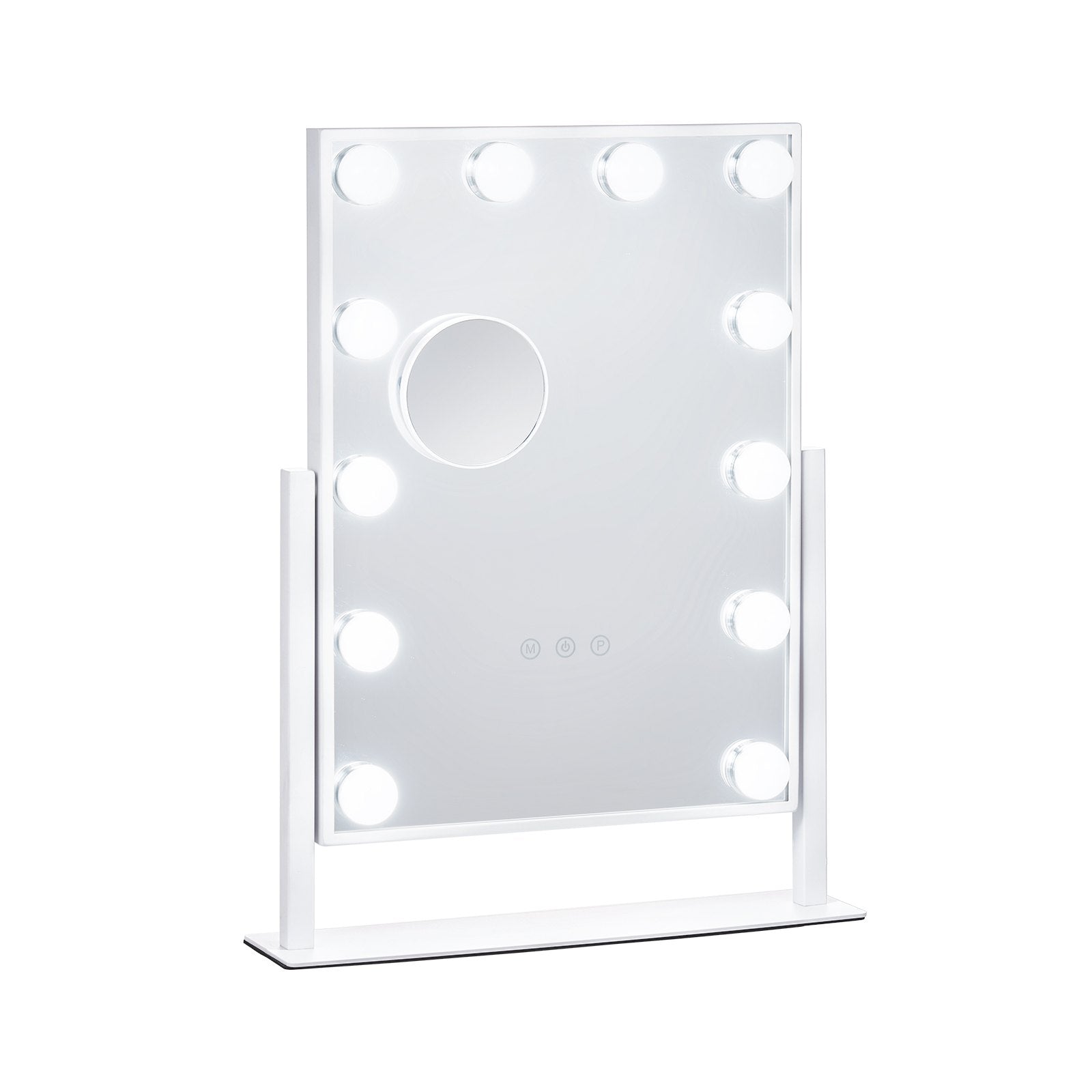 Hollywood Vanity Mirror with 12 Dimmable Bulbs, 3 Color Modes, 5X Magnification, 360° Rotation, Touch Control, White, Eco-Friendly Design