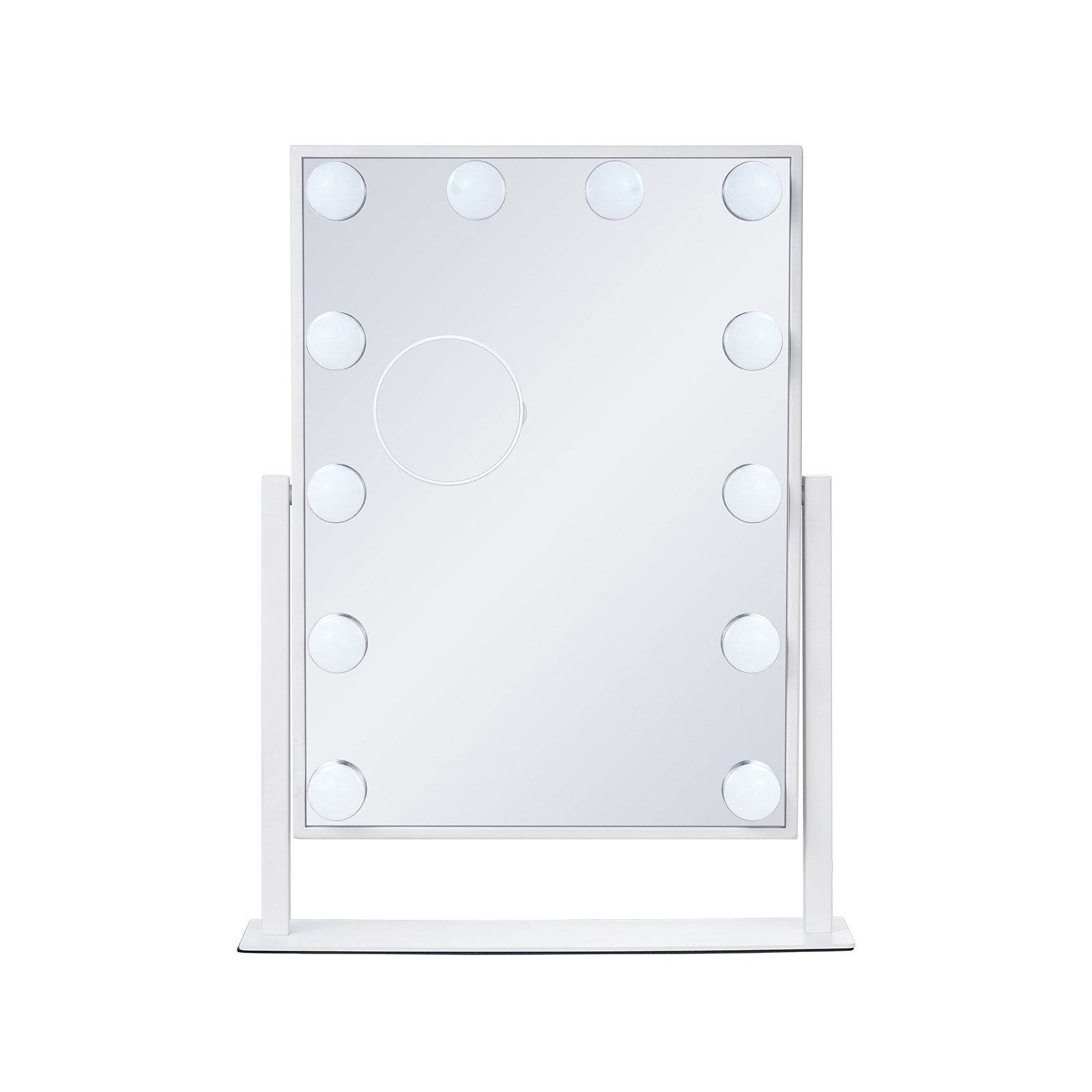 Hollywood Vanity Mirror with 12 Dimmable Bulbs, 3 Color Modes, 5X Magnification, 360° Rotation, Touch Control, White, Eco-Friendly Design