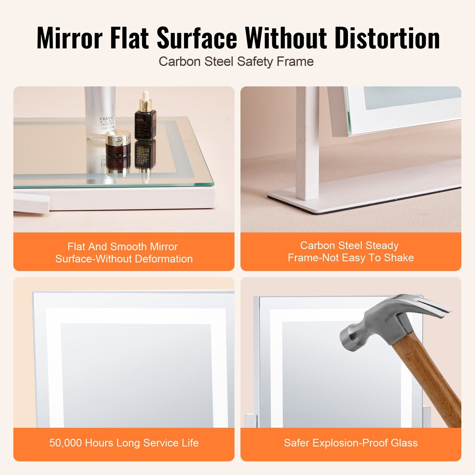 Enhanced Vanity Mirror with LED Lights, 3 Color Modes, 5X Magnification & Smart Touch; 360° Rotation, Adjustable Brightness, Eco-friendly Design, White