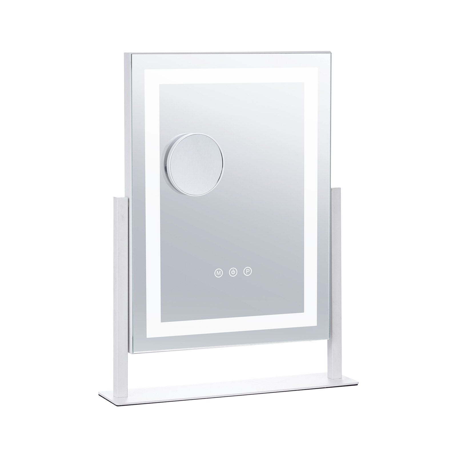 Enhanced Vanity Mirror with LED Lights, 3 Color Modes, 5X Magnification & Smart Touch; 360° Rotation, Adjustable Brightness, Eco-friendly Design, White