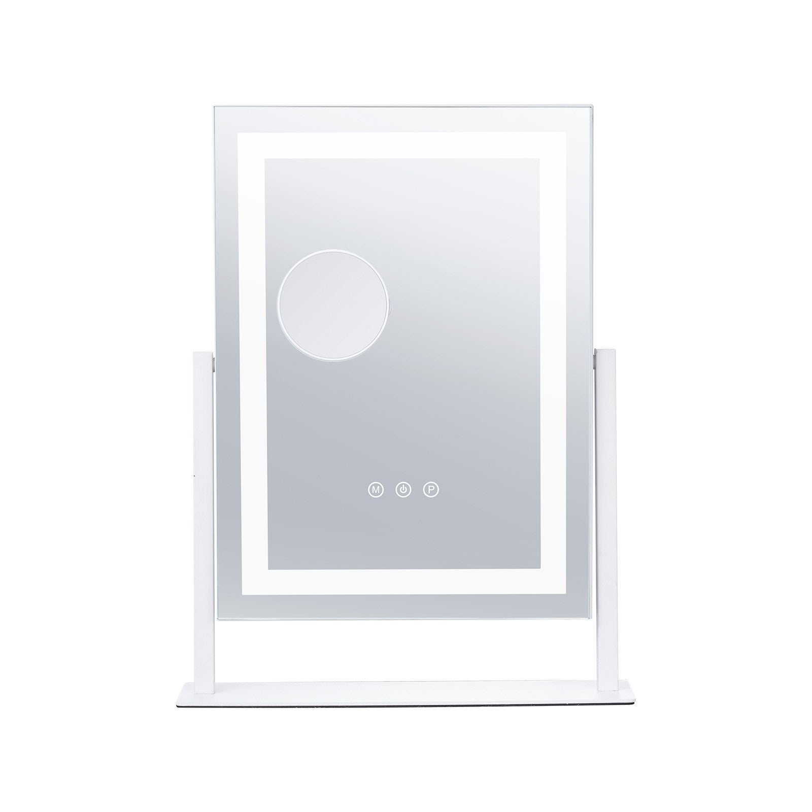 Enhanced Vanity Mirror with LED Lights, 3 Color Modes, 5X Magnification & Smart Touch; 360° Rotation, Adjustable Brightness, Eco-friendly Design, White