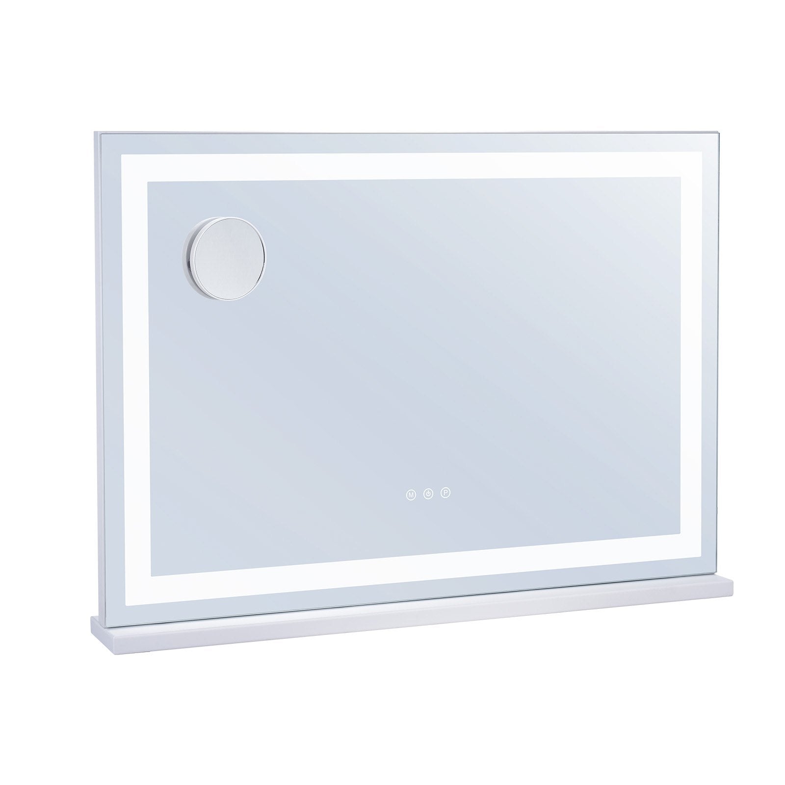 Large Vanity Mirror with LED Lights, 5X Magnification, USB Port, Smart Touch, Adjustable Color Modes, Wall-Mountable, 31.5x21.7 in, White