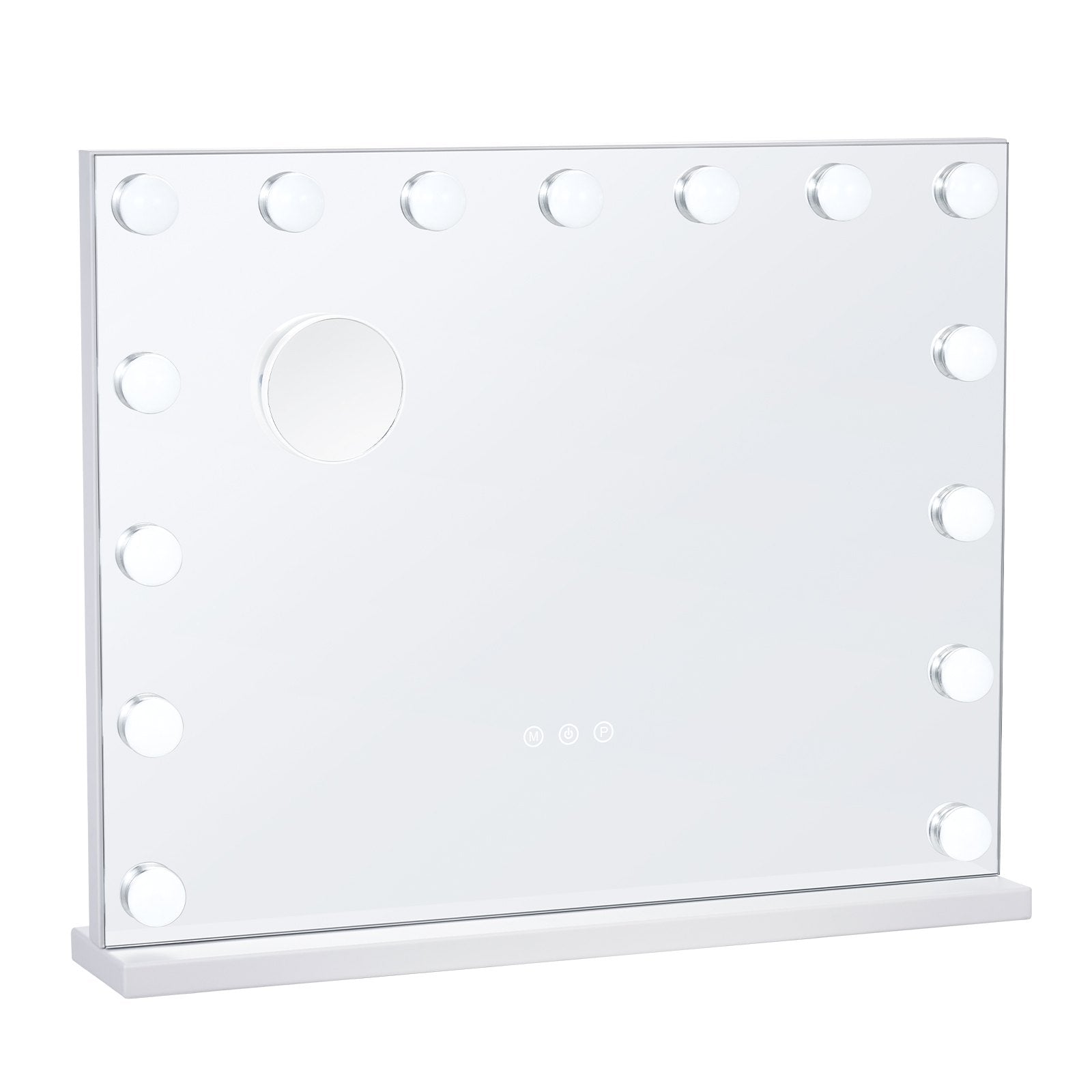 Hollywood Vanity Mirror with 15 Dimmable Bulbs & 3 Color Modes, USB Port, 5X Magnification, Smart Touch Control, Wall-Mountable, White 22.8x18.1"