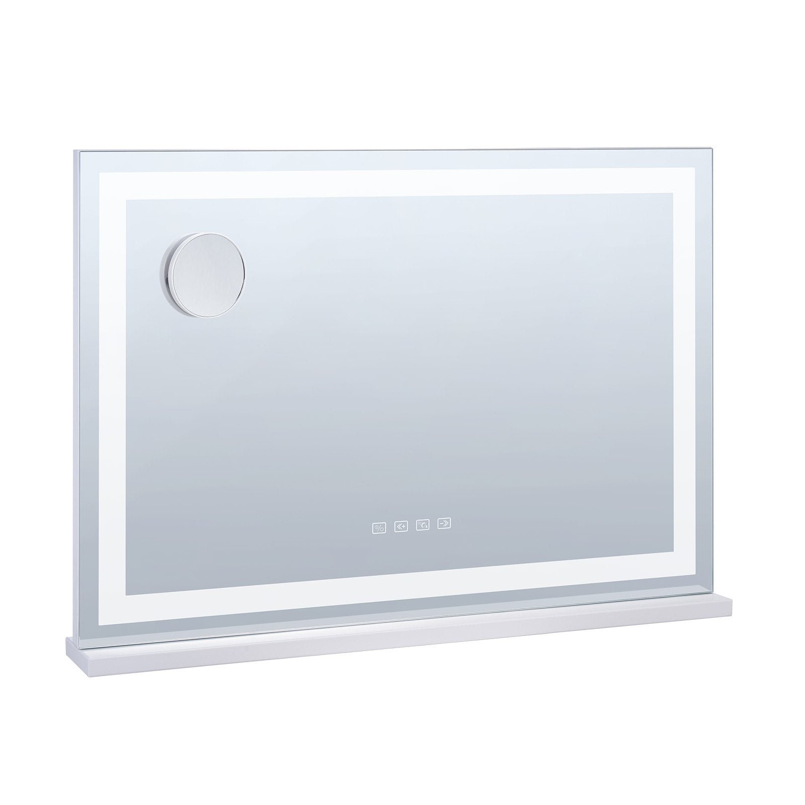 Large Vanity Mirror with Bluetooth Speaker, 3-Color LED Lighting, 5X Magnification, USB, Touch Control, Wall-Mount, 31.5x21.7in, White