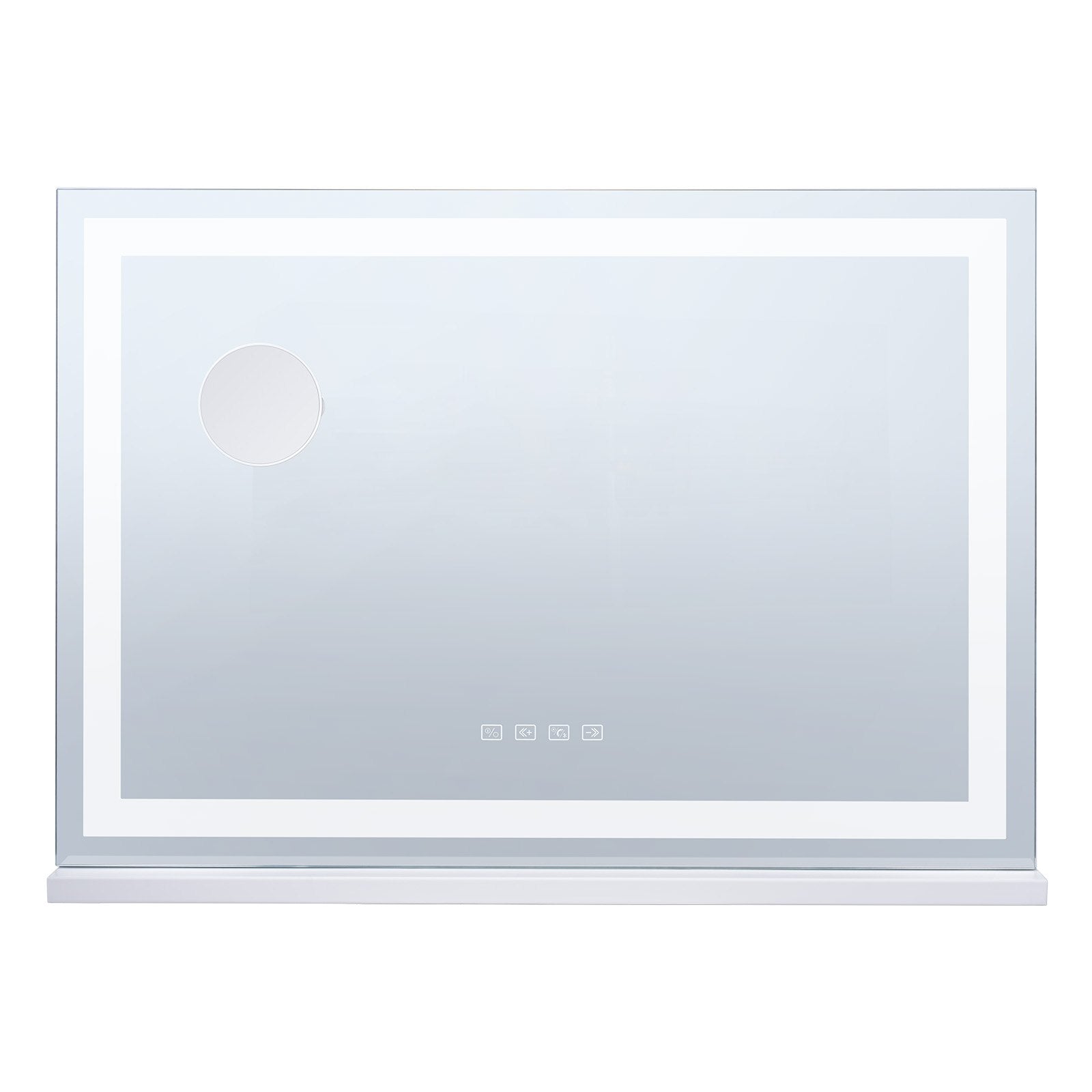 Large Vanity Mirror with Bluetooth Speaker, 3-Color LED Lighting, 5X Magnification, USB, Touch Control, Wall-Mount, 31.5x21.7in, White