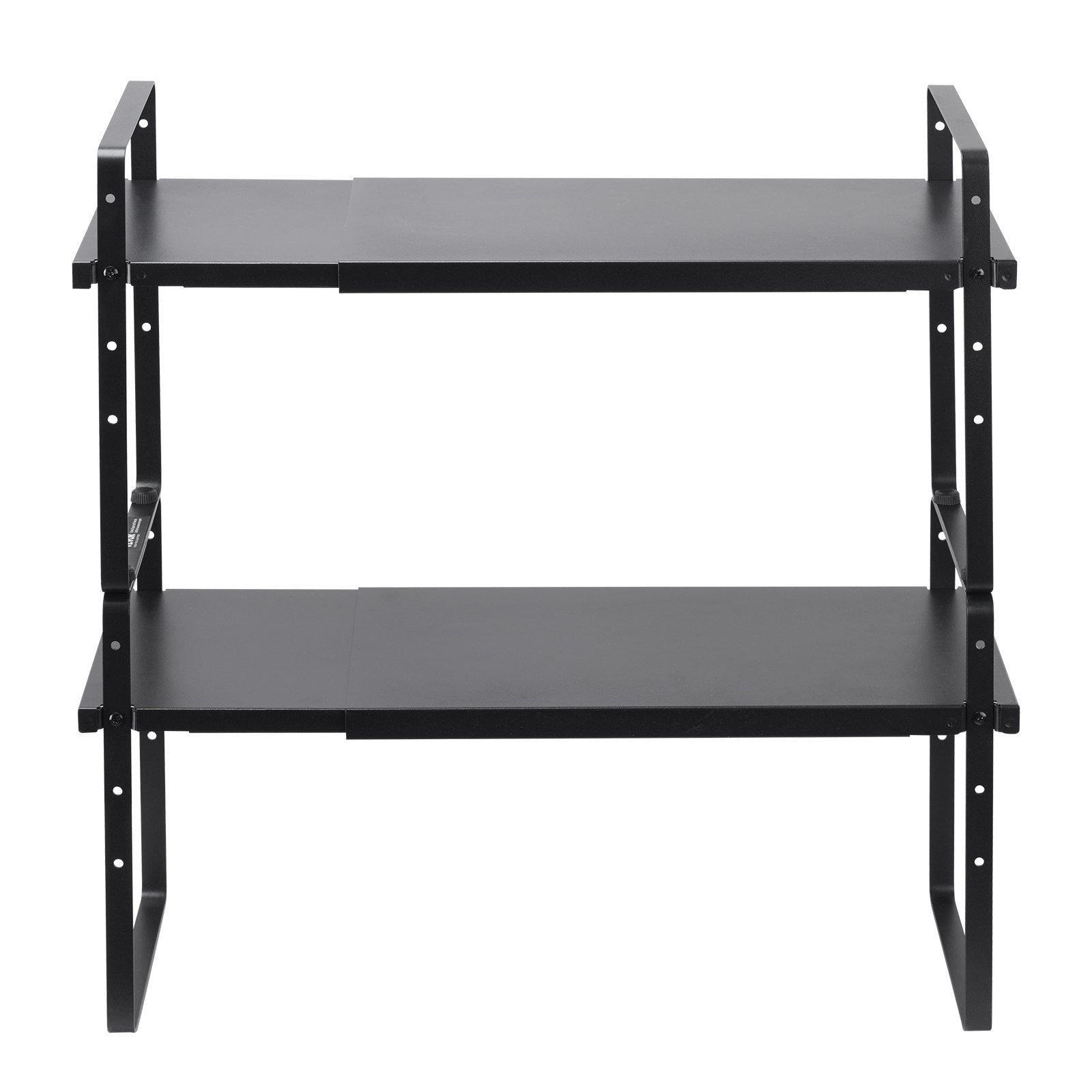 Adjustable 2-Tier Kitchen Cabinet Shelf Organizer, Expandable Stackable Pantry Storage & Countertop Risers for Home & Office, Black