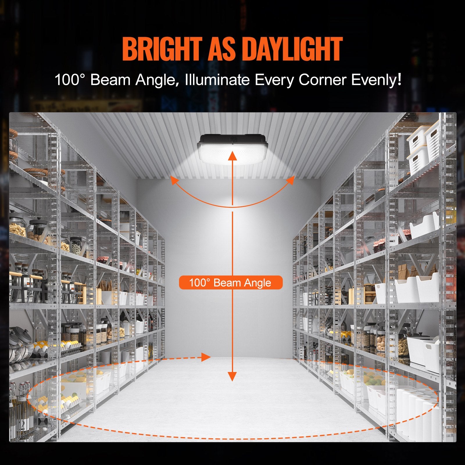 150W LED Canopy Light, 16500LM, 5000K Daylight, IP65 Waterproof for Gas Station, Warehouse, Garage, Hotel, Street & Shop Ceiling Mount