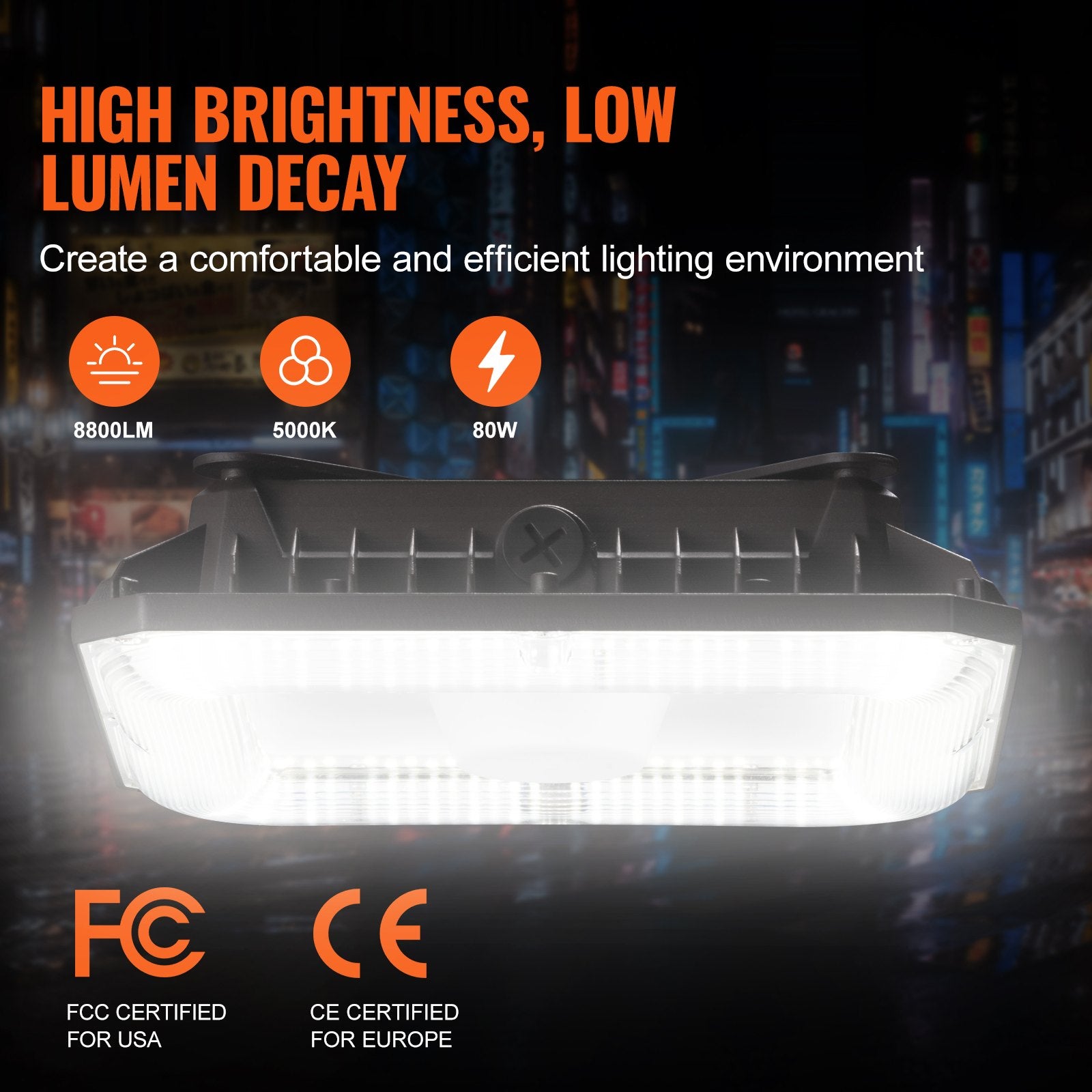 4 Pack LED Canopy Lights, 80W 8800LM 5000K Daylight, IP65 Waterproof Surface Mount Ceiling Lights for Gas Stations, Warehouses, Garages, and Streets