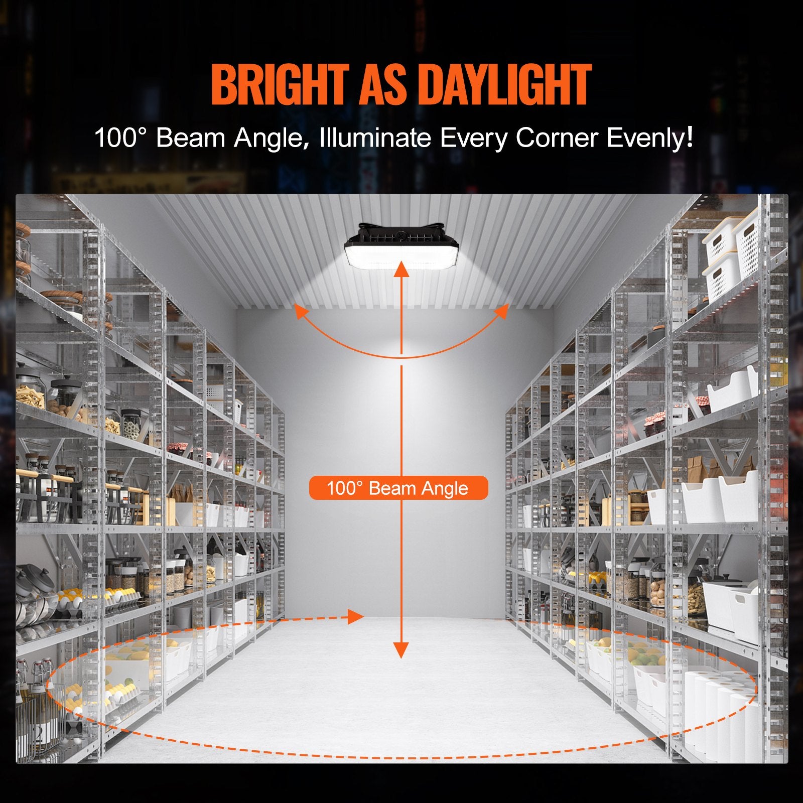 4 Pack LED Canopy Lights, 80W 8800LM 5000K Daylight, IP65 Waterproof Surface Mount Ceiling Lights for Gas Stations, Warehouses, Garages, and Streets
