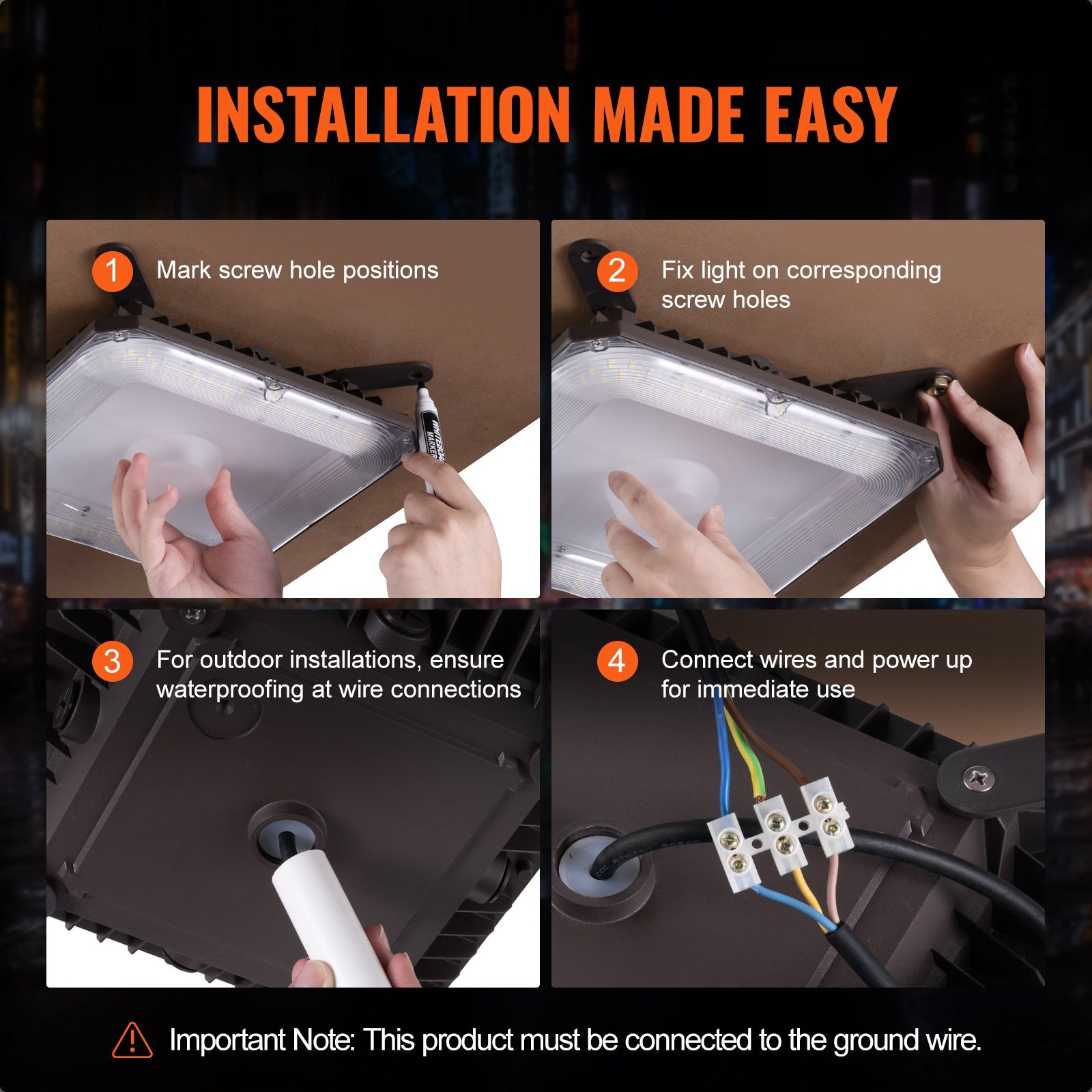 4 Pack LED Canopy Lights, 80W 8800LM 5000K Daylight, IP65 Waterproof Surface Mount Ceiling Lights for Gas Stations, Warehouses, Garages, and Streets