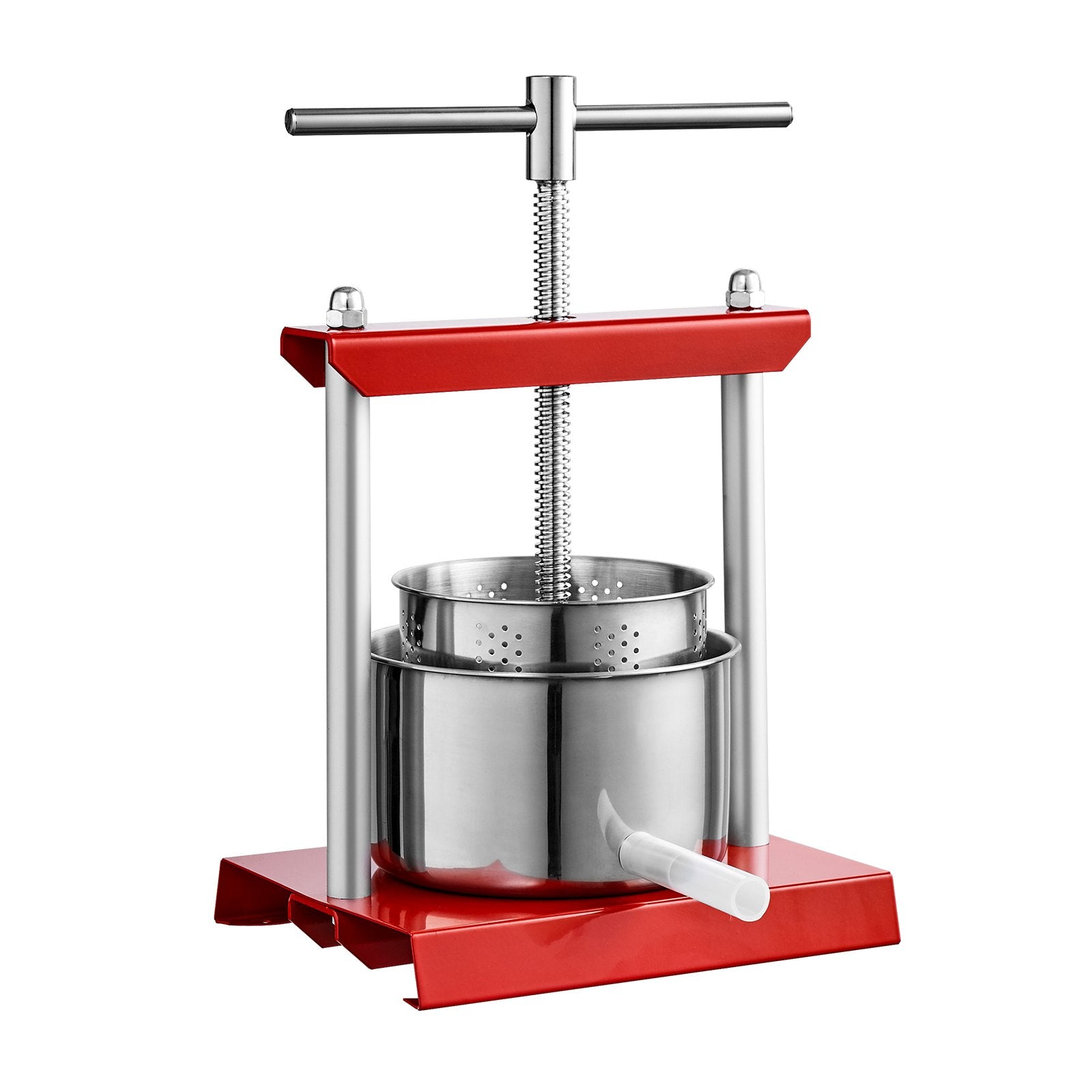 Manual Fruit Wine Press with Dual Stainless Steel Barrels, 0.88 Gallon Capacity for Juicing Cider, Apples, Grapes, Vegetables & More at Home or Outdoors