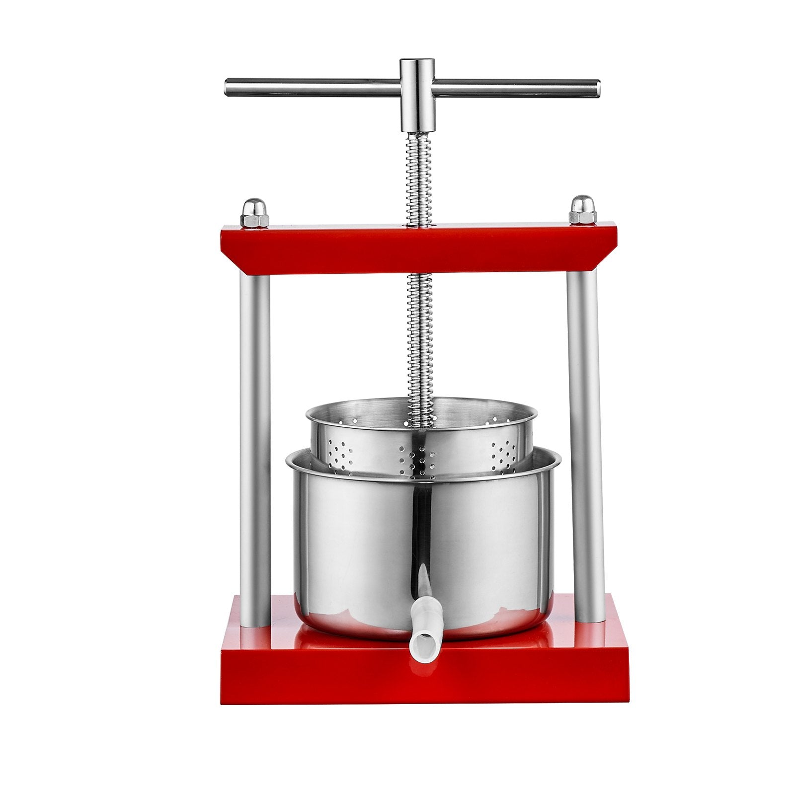 Manual Fruit Wine Press with Dual Stainless Steel Barrels, 0.88 Gallon Capacity for Juicing Cider, Apples, Grapes, Vegetables & More at Home or Outdoors