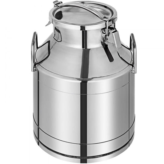 Heavy Duty 20 Liter Stainless Steel Milk Can with Sealed Lid for Versatile Use as Milk Bucket, Wine Pail, or Tote Jug