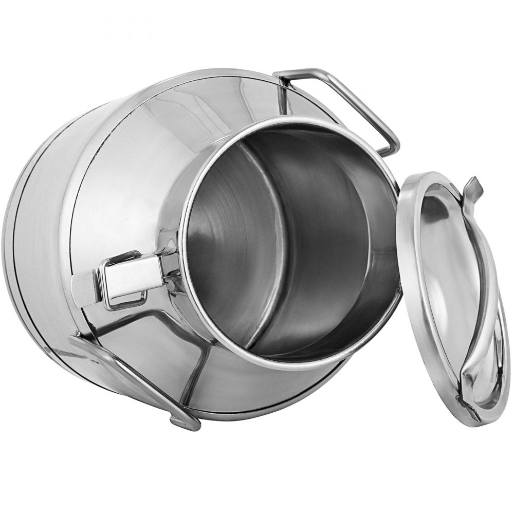 Heavy Duty 20 Liter Stainless Steel Milk Can with Sealed Lid for Versatile Use as Milk Bucket, Wine Pail, or Tote Jug