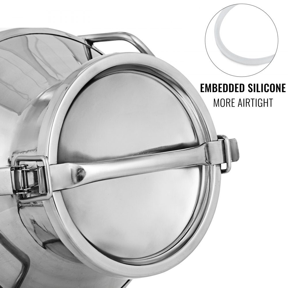 Heavy Duty 20 Liter Stainless Steel Milk Can with Sealed Lid for Versatile Use as Milk Bucket, Wine Pail, or Tote Jug