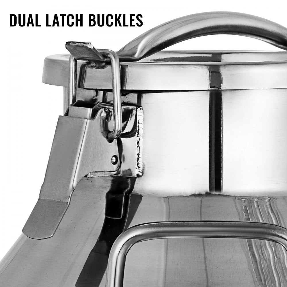 Heavy Duty 20 Liter Stainless Steel Milk Can with Sealed Lid for Versatile Use as Milk Bucket, Wine Pail, or Tote Jug