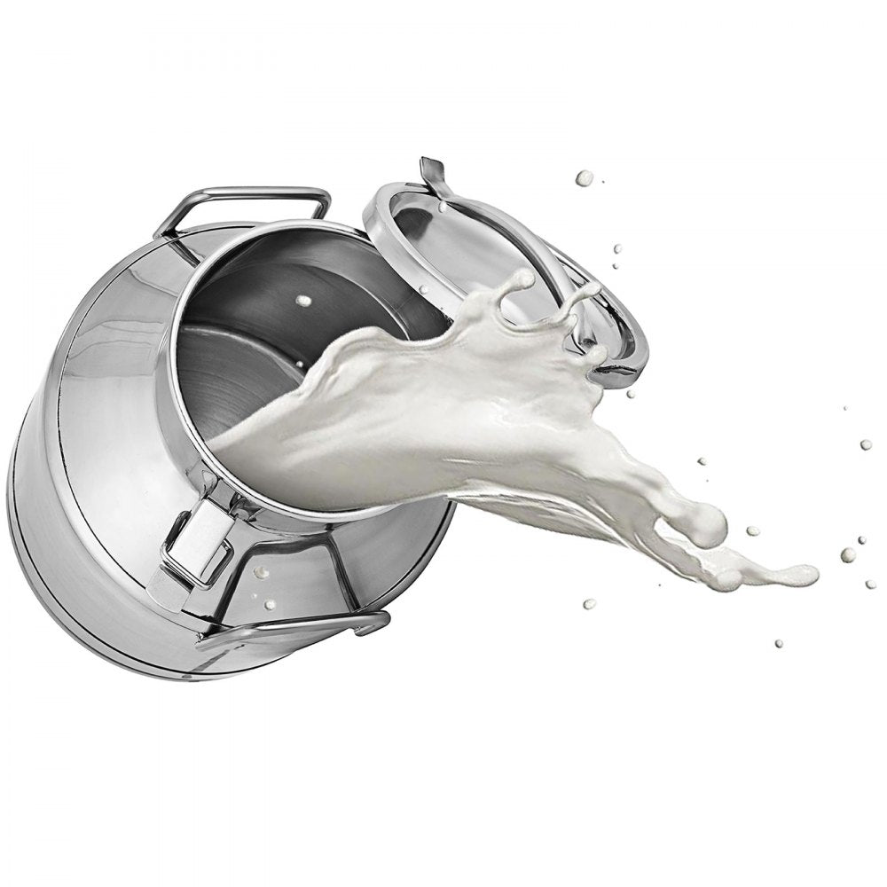 Heavy Duty 20 Liter Stainless Steel Milk Can with Sealed Lid for Versatile Use as Milk Bucket, Wine Pail, or Tote Jug