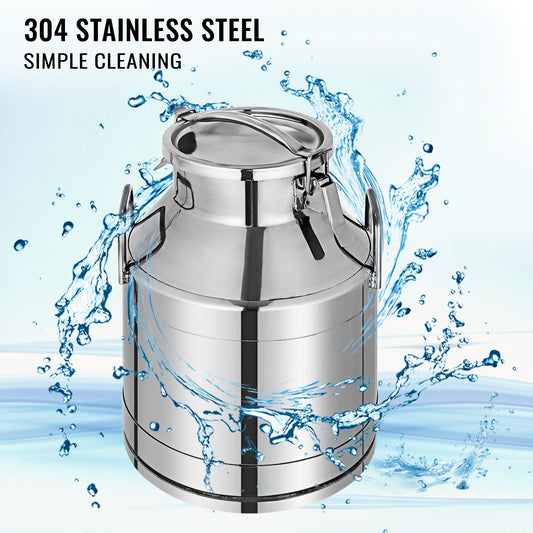 Heavy Duty 20L Stainless Steel Milk Can with Sealed Lid – 5.3 Gallon Jug for Milk, Wine, and More – Durable, Portable, and Multi-Purpose Use