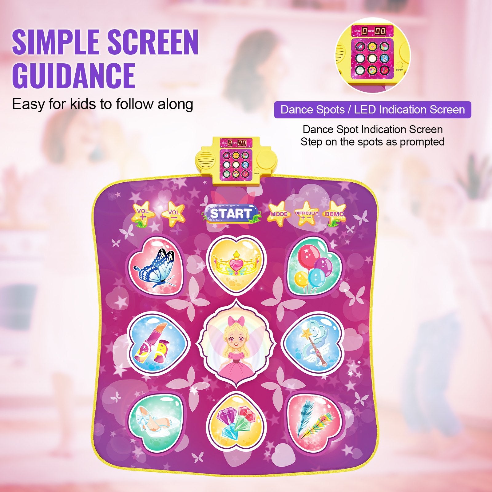 9-Button Dance Mixer Rhythm Step Play Mat - Electronic Dance Pad for Kids with 3 Game Modes, Adjustable Volume, Built-in Music, 8 Challenge Levels, Perfect Birthday Gift for Ages 3+