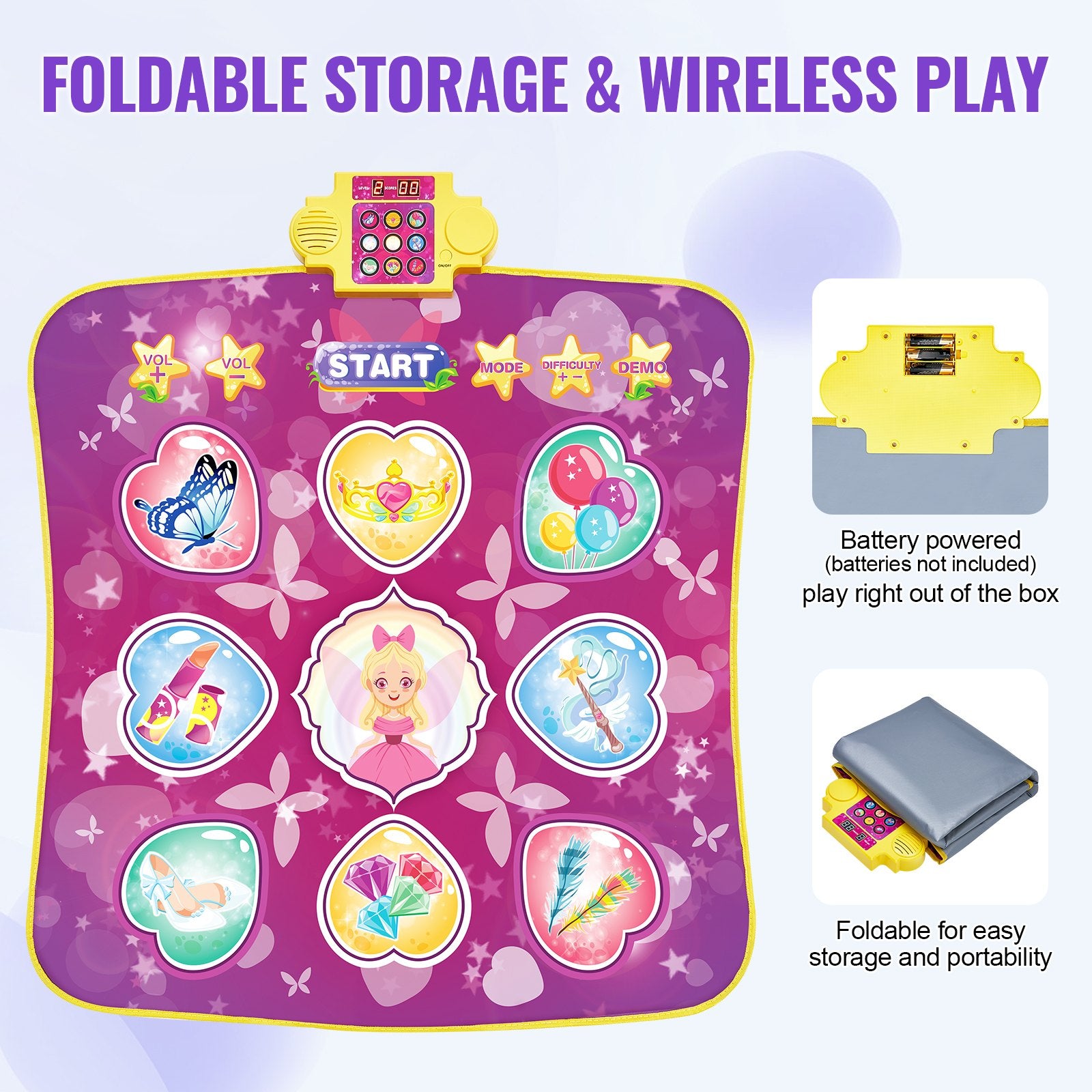 9-Button Dance Mixer Rhythm Step Play Mat - Electronic Dance Pad for Kids with 3 Game Modes, Adjustable Volume, Built-in Music, 8 Challenge Levels, Perfect Birthday Gift for Ages 3+