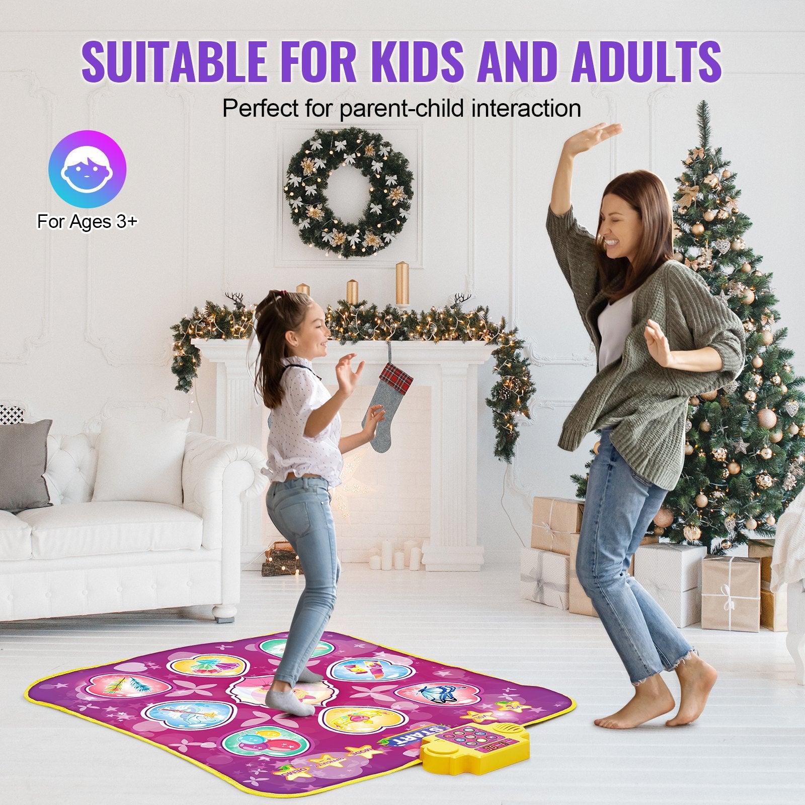 9-Button Dance Mixer Rhythm Step Play Mat - Electronic Dance Pad for Kids with 3 Game Modes, Adjustable Volume, Built-in Music, 8 Challenge Levels, Perfect Birthday Gift for Ages 3+