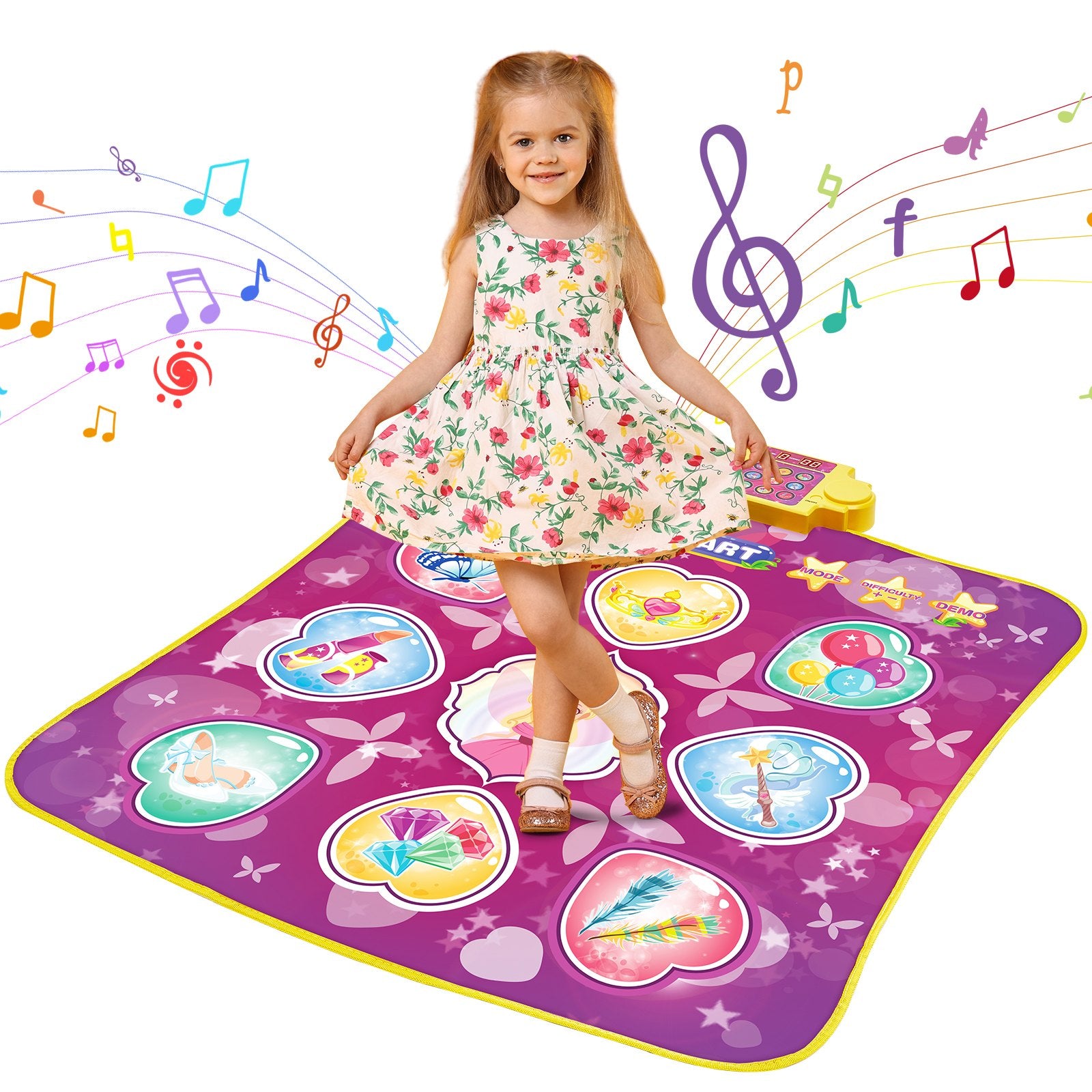 9-Button Dance Mixer Rhythm Step Play Mat - Electronic Dance Pad for Kids with 3 Game Modes, Adjustable Volume, Built-in Music, 8 Challenge Levels, Perfect Birthday Gift for Ages 3+
