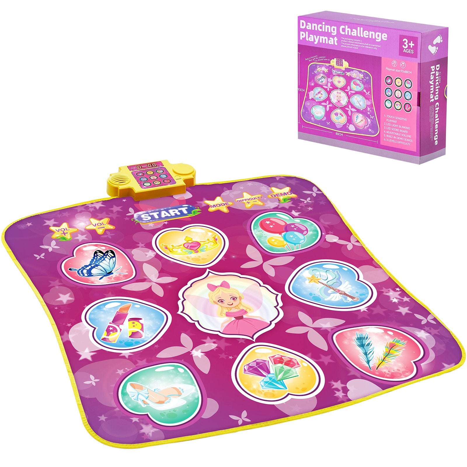 9-Button Dance Mixer Rhythm Step Play Mat - Electronic Dance Pad for Kids with 3 Game Modes, Adjustable Volume, Built-in Music, 8 Challenge Levels, Perfect Birthday Gift for Ages 3+