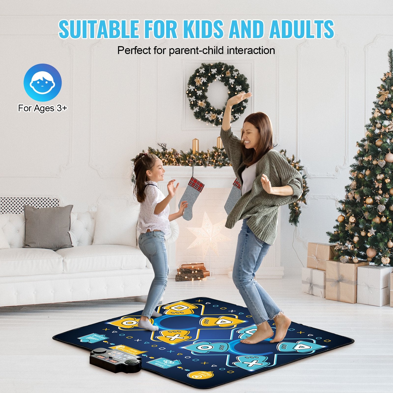 Interactive Dance Mat for Kids - 8-Button Rhythm Step Play Pad with Music, Adjustable Volume, and Multiplayer Modes, Perfect Gift for 3+ Year Old Girls