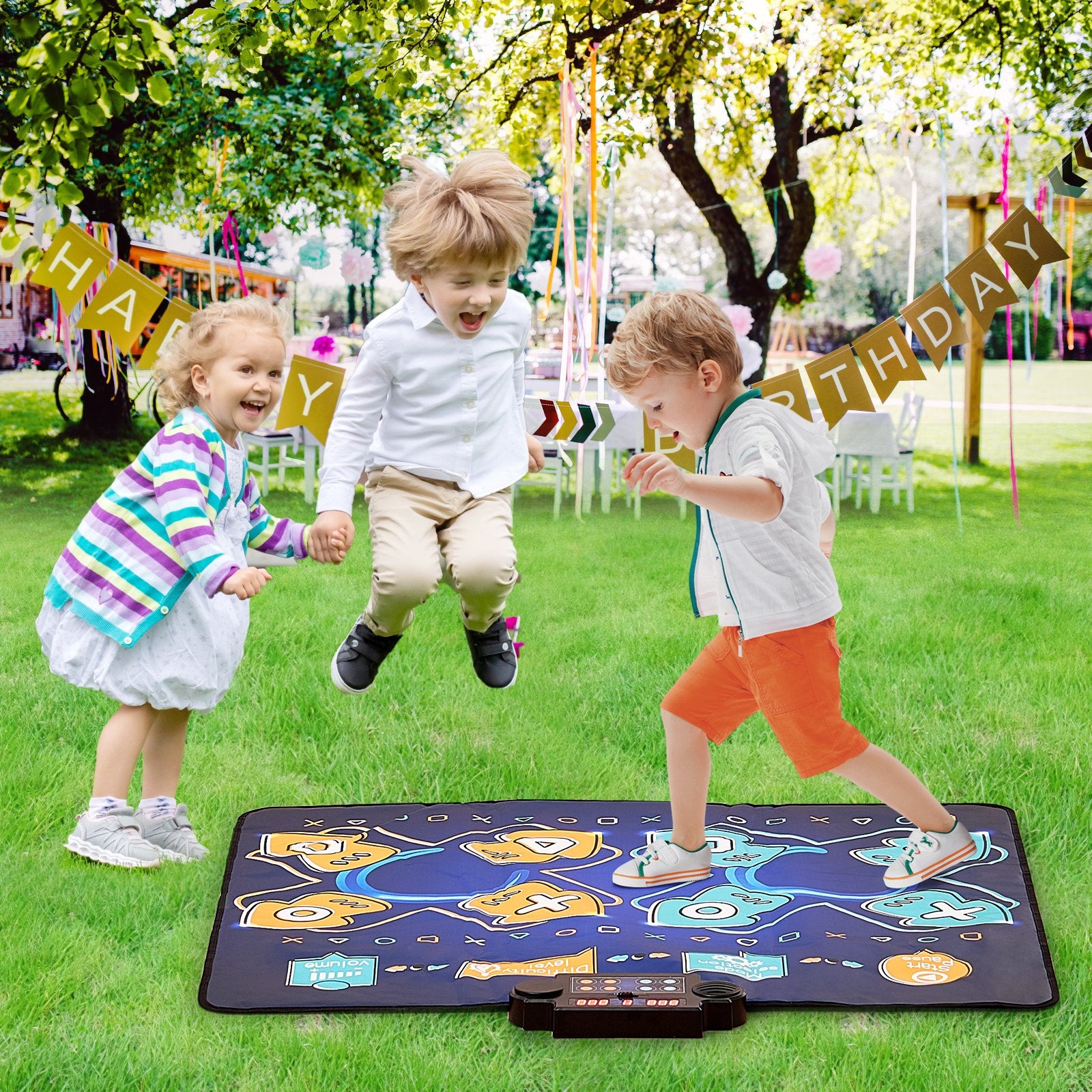 Interactive Dance Mat for Kids - 8-Button Rhythm Step Play Pad with Music, Adjustable Volume, and Multiplayer Modes, Perfect Gift for 3+ Year Old Girls