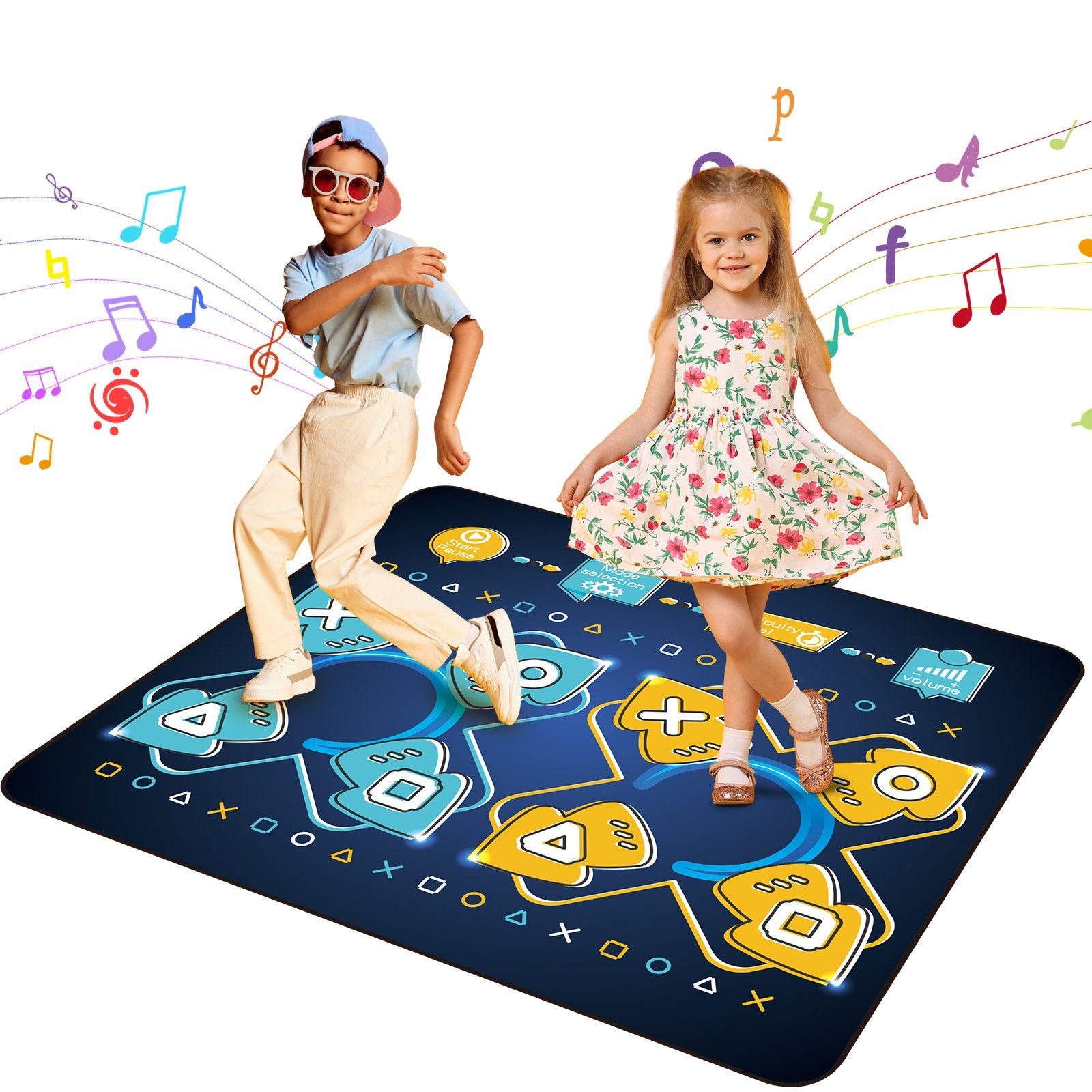 Interactive Dance Mat for Kids - 8-Button Rhythm Step Play Pad with Music, Adjustable Volume, and Multiplayer Modes, Perfect Gift for 3+ Year Old Girls