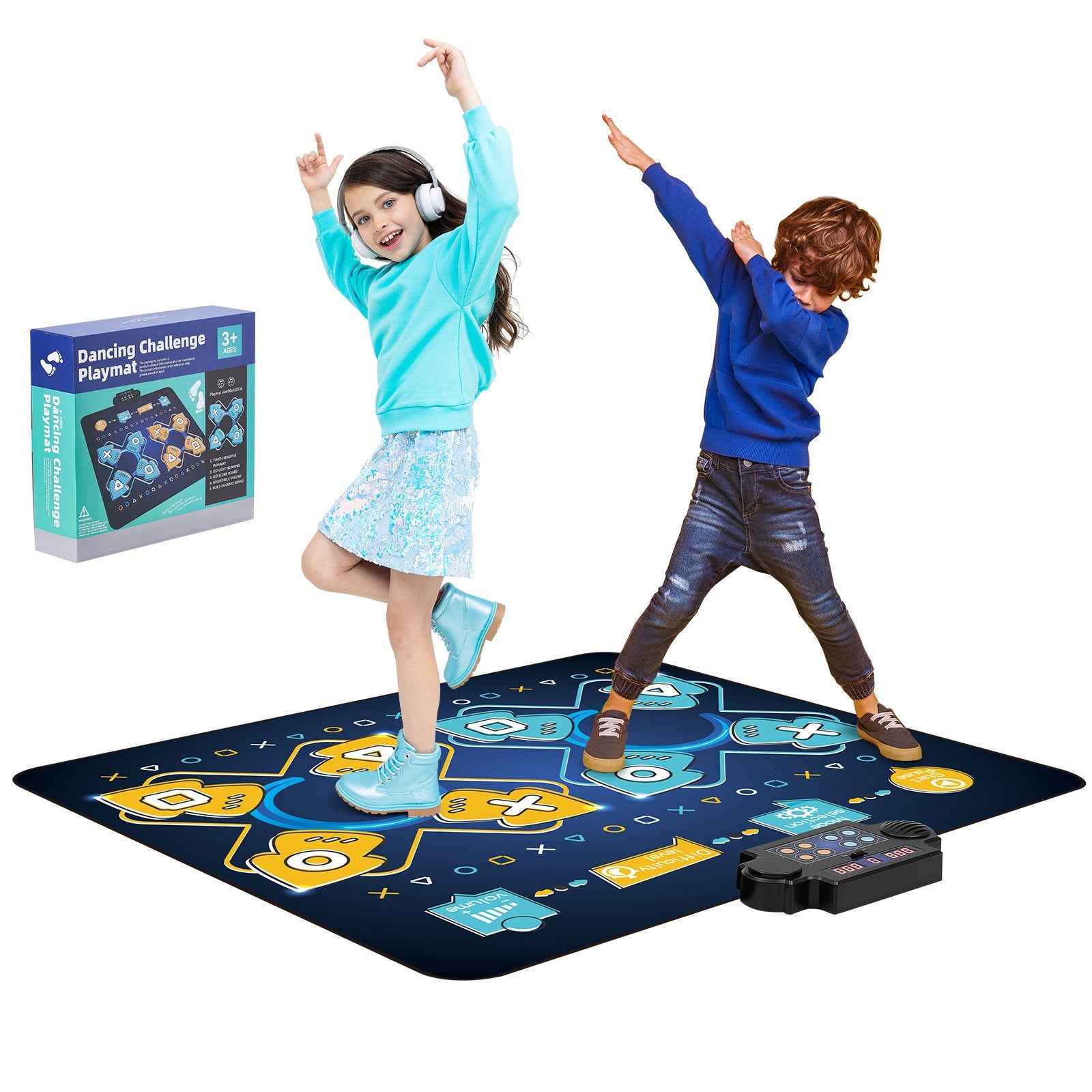 Interactive Dance Mat for Kids - 8-Button Rhythm Step Play Pad with Music, Adjustable Volume, and Multiplayer Modes, Perfect Gift for 3+ Year Old Girls