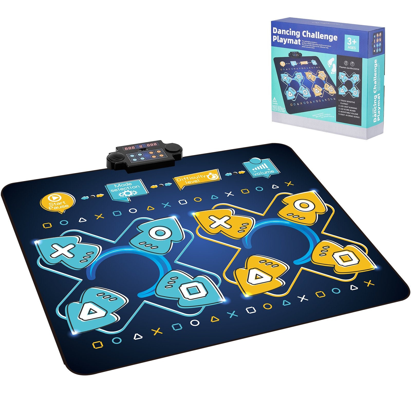 Interactive Dance Mat for Kids - 8-Button Rhythm Step Play Pad with Music, Adjustable Volume, and Multiplayer Modes, Perfect Gift for 3+ Year Old Girls