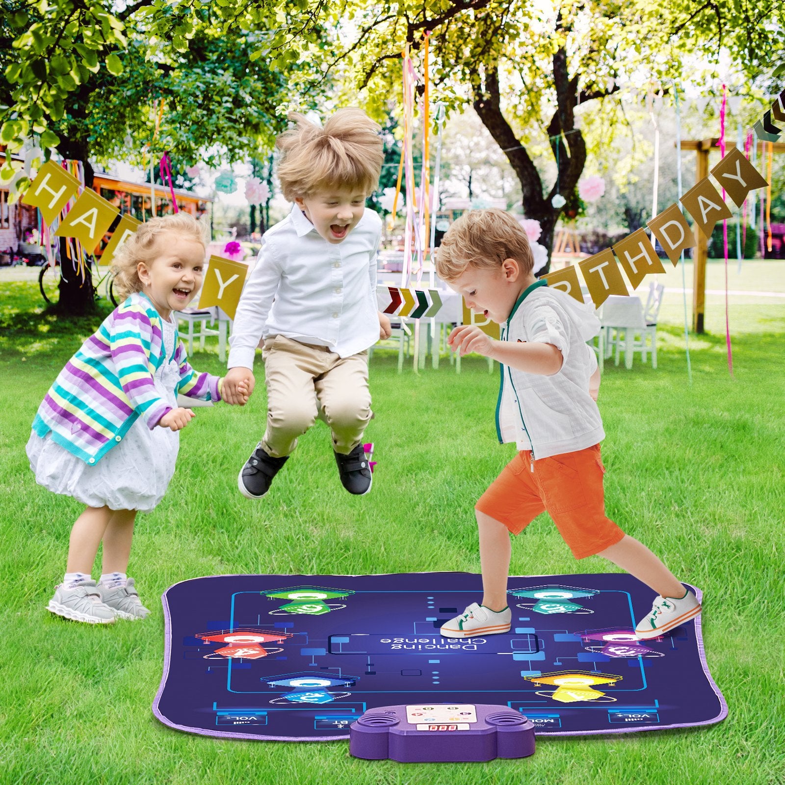 Dance Mat for Kids 3+, 6-Button Rhythm Step Pad with Bluetooth, LED Lights, Adjustable Volume, 5 Game Modes & Built-in Music