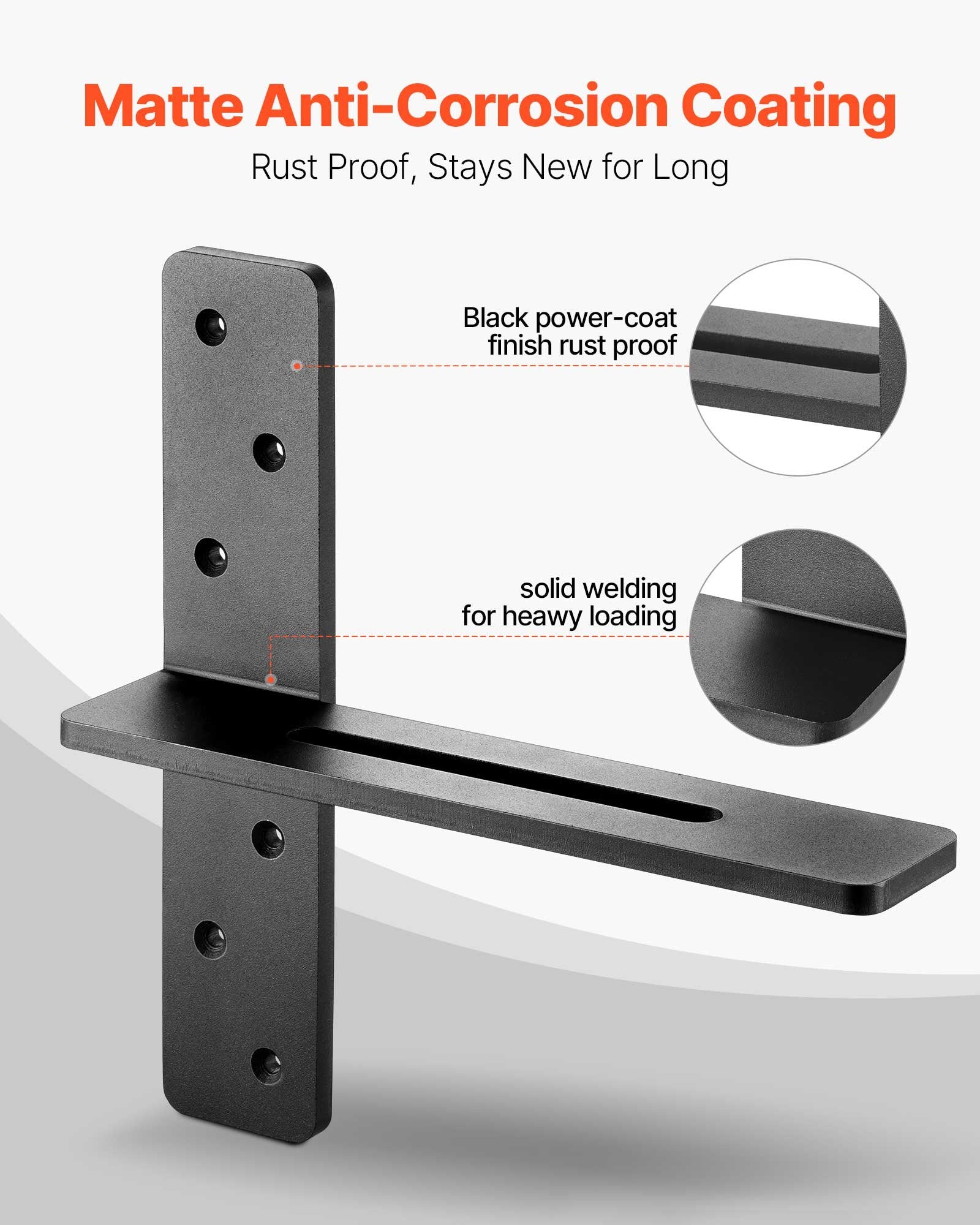 Heavy Duty T Shelf Brackets, 2 Pcs, 200 lbs Capacity, 12" Floating Countertop Support, Solid Steel with Screws for Easy Installation
