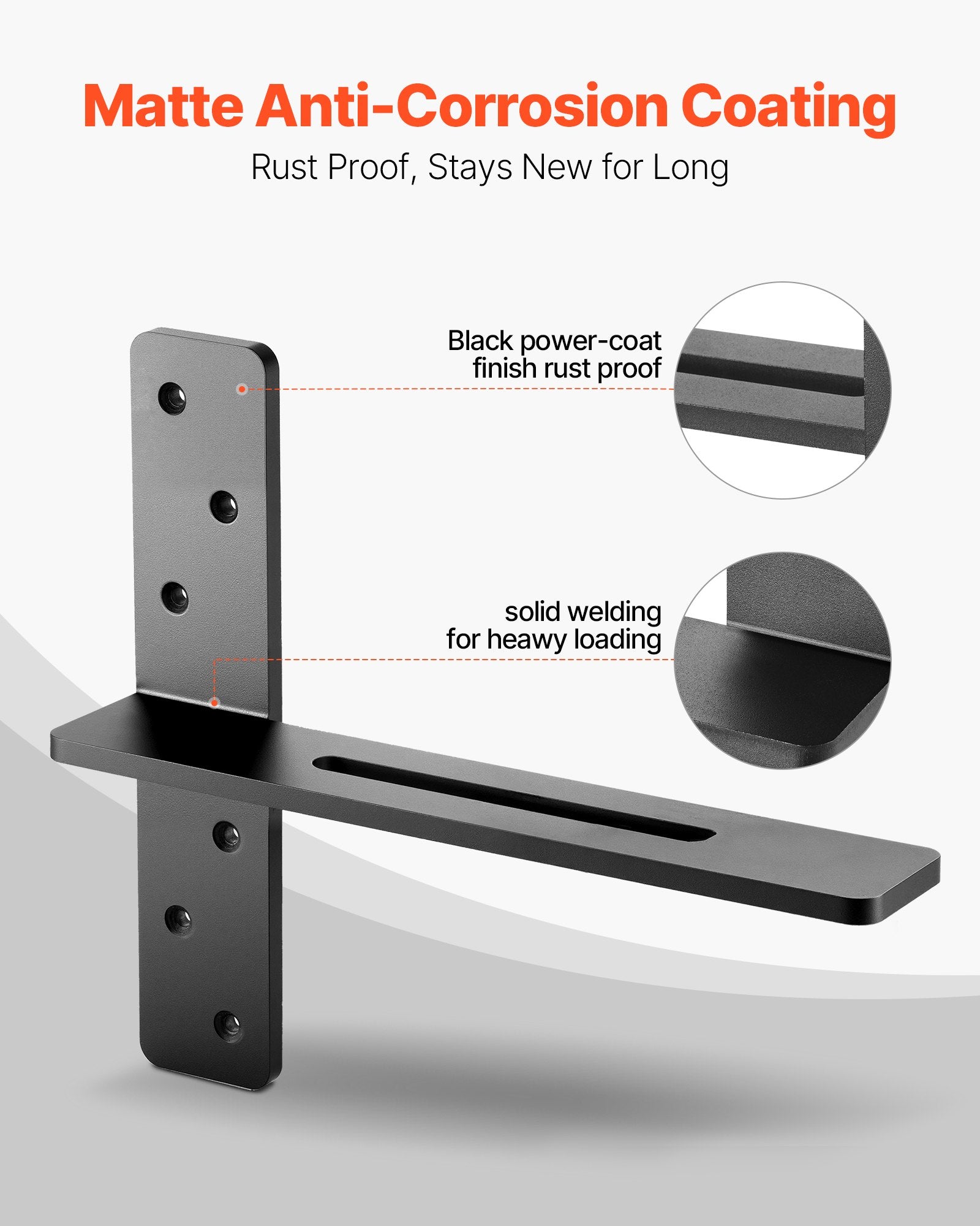 Heavy Duty T-Shelf Brackets, 2 Pack, 200 lbs Capacity, 14" Steel Support for Floating Shelves & Countertops, Easy Install, Durable Hardware