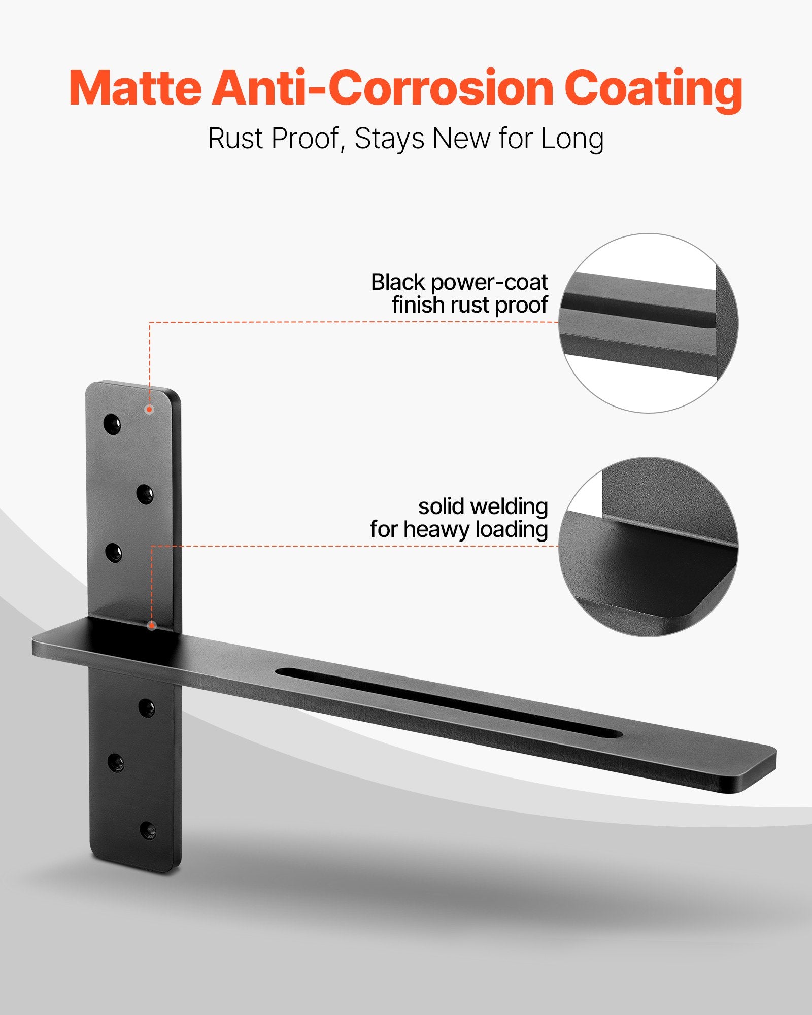 Heavy Duty T Shelf Brackets Pair, 200 lbs Capacity, Solid Steel for Shelves & Countertop Support, 18x12 in, Floating Hardware with Screws