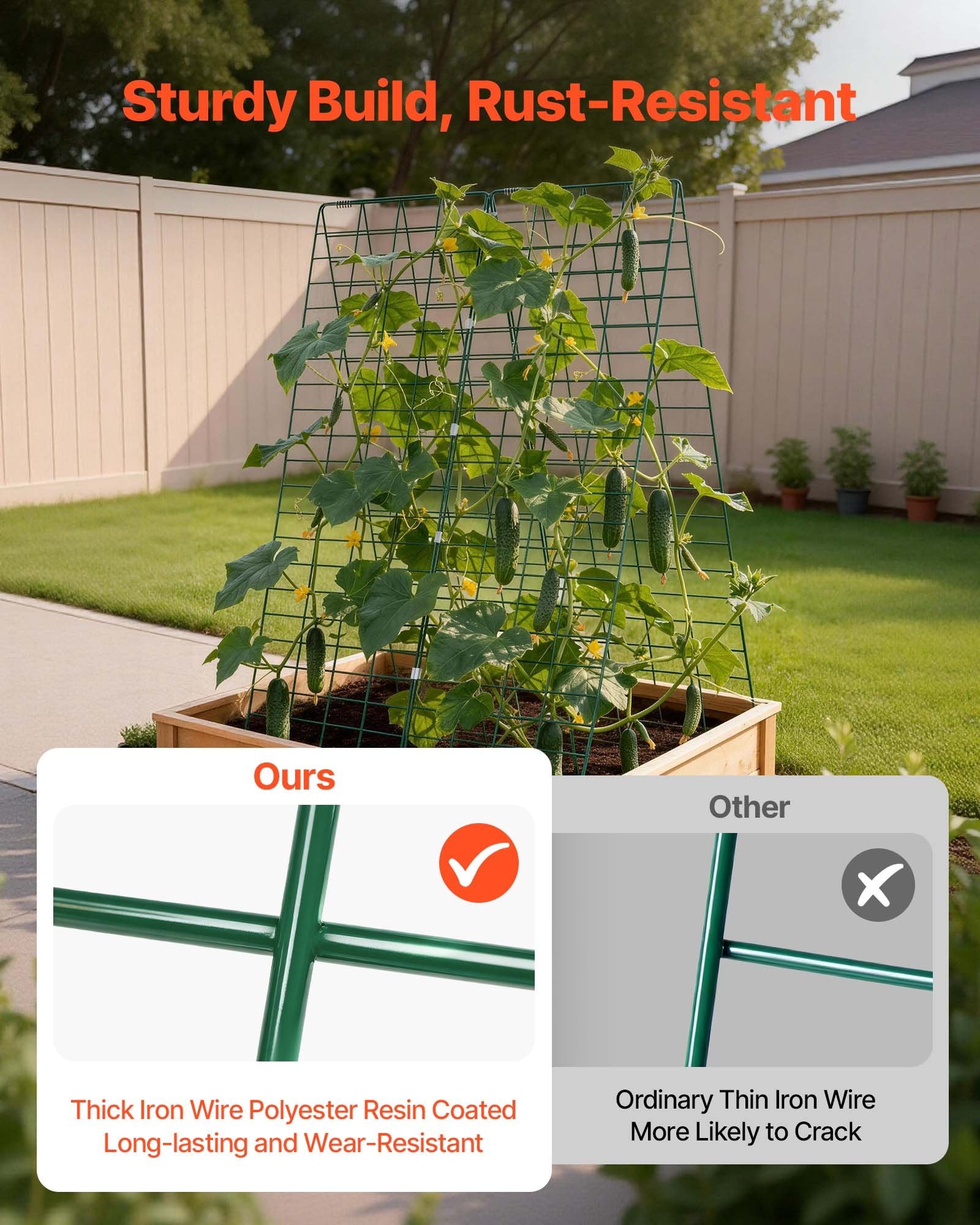4-Pack A-Frame Garden Trellises for Raised Beds, Rustproof Metal Plant Support for Vines, Peas, Beans, Zucchini, Tomatoes, Flowers