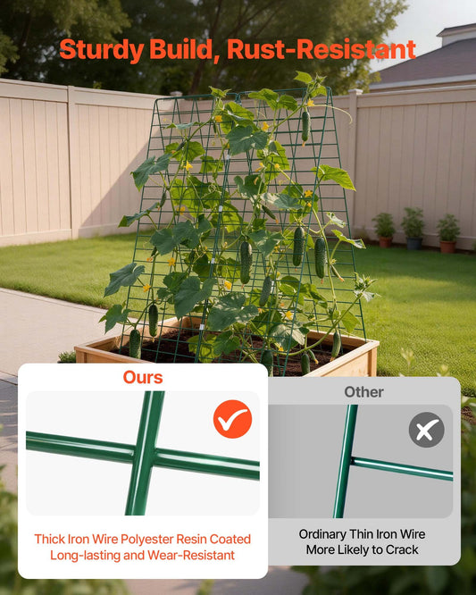 4-Pack A-Frame Garden Trellises for Raised Beds, Rustproof Metal Plant Support for Vines, Peas, Beans, Zucchini, Tomatoes, Flowers