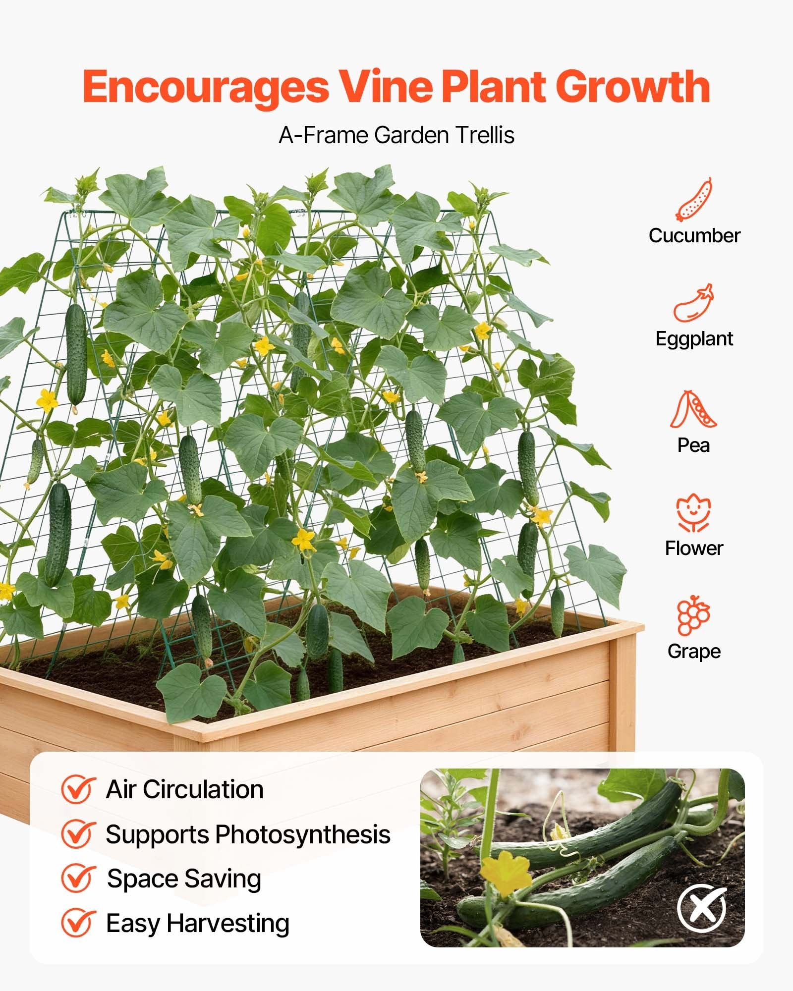 4-Pack A-Frame Garden Trellises for Raised Beds, Rustproof Metal Plant Support for Vines, Peas, Beans, Zucchini, Tomatoes, Flowers
