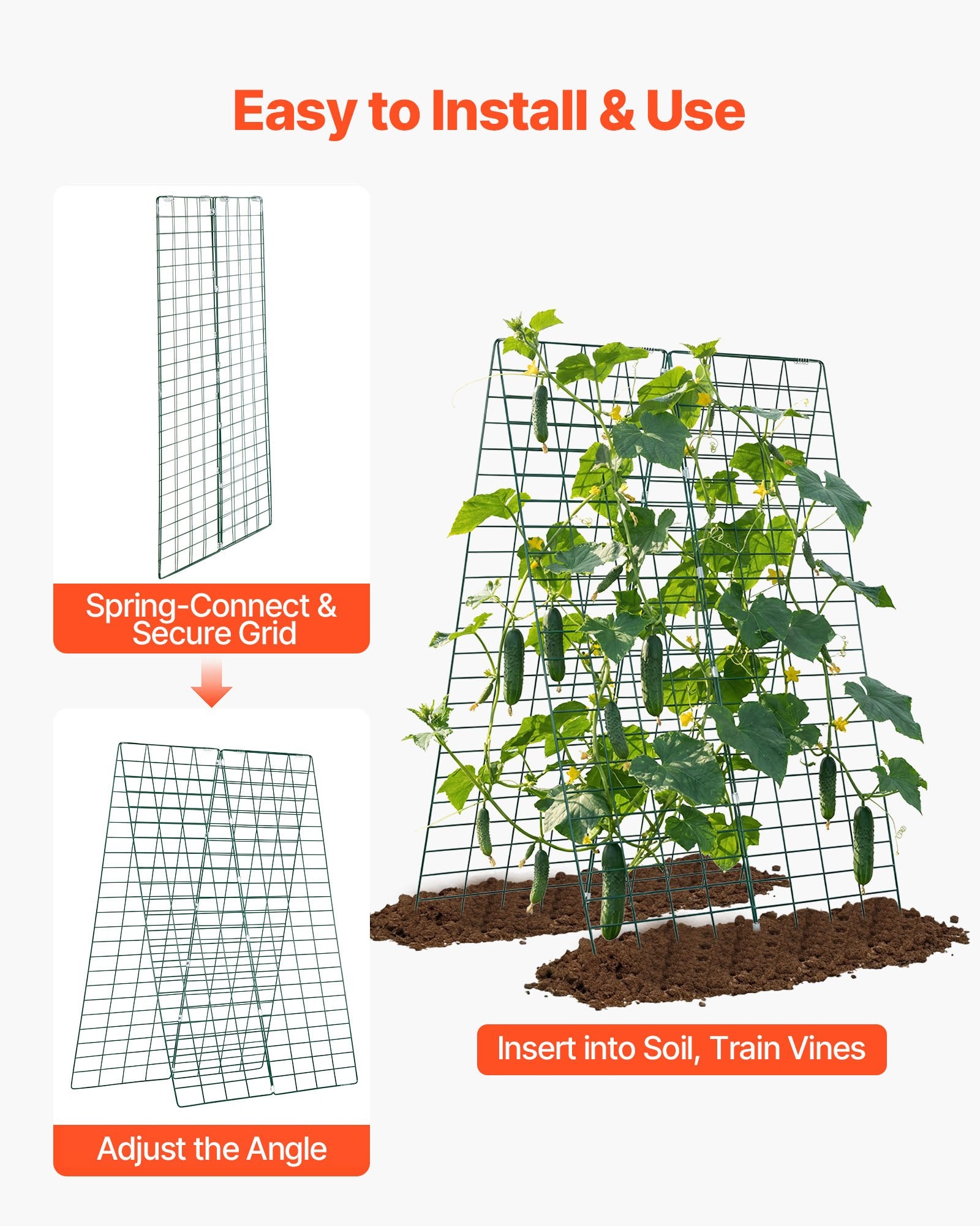 4-Pack A-Frame Garden Trellises for Raised Beds, Rustproof Metal Plant Support for Vines, Peas, Beans, Zucchini, Tomatoes, Flowers