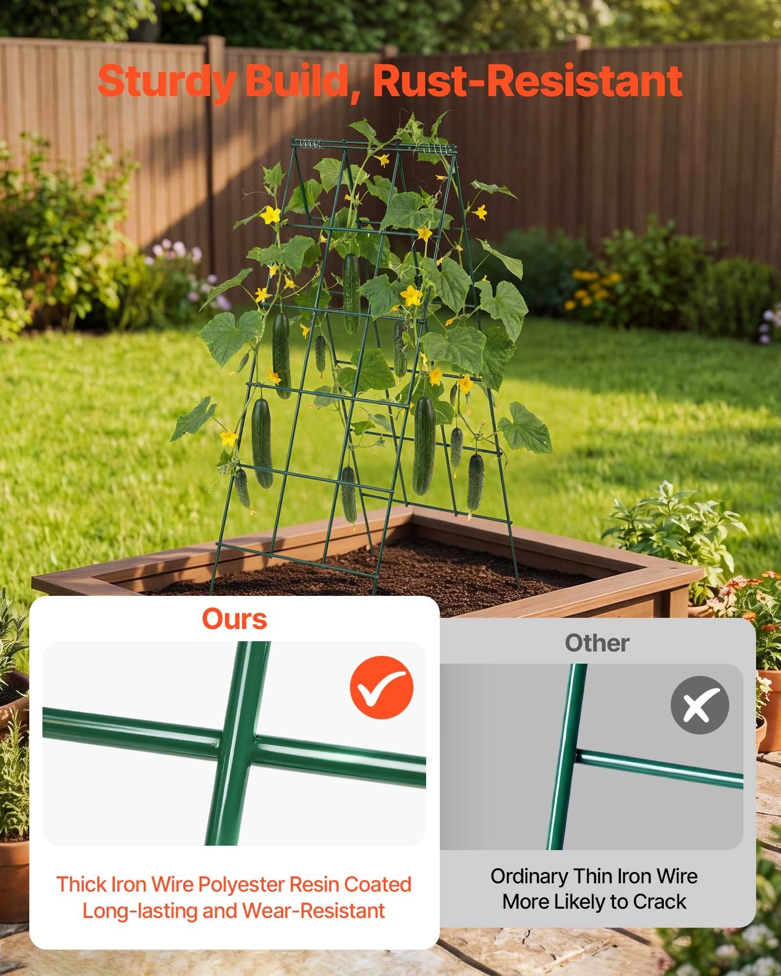 4-Pack A-Frame Garden Trellis for Raised Beds - Rustproof Metal Support for Vines, Climbing Plants, Peas, Beans, Zucchini, Tomatoes