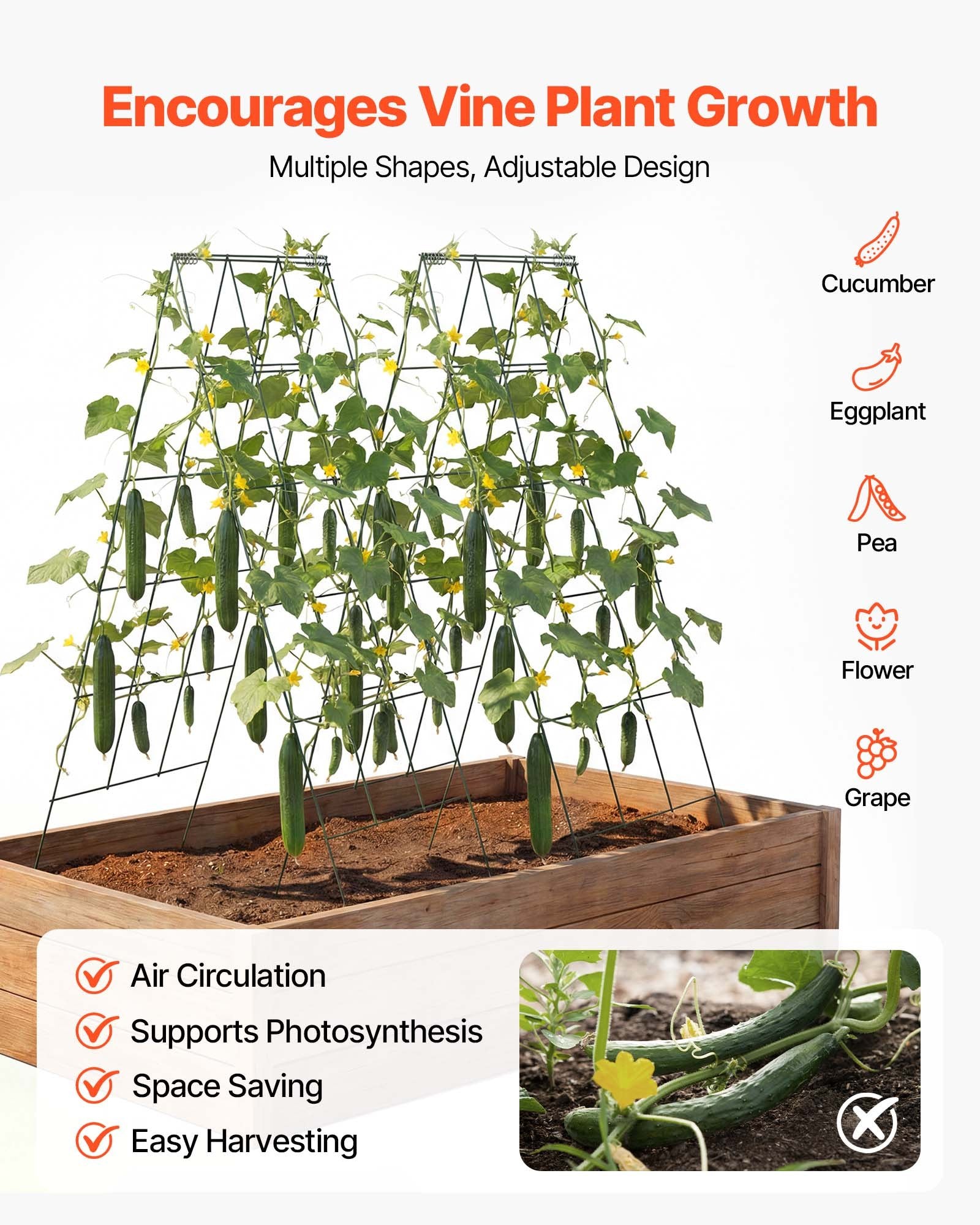 4-Pack A-Frame Garden Trellis for Raised Beds - Rustproof Metal Support for Vines, Climbing Plants, Peas, Beans, Zucchini, Tomatoes